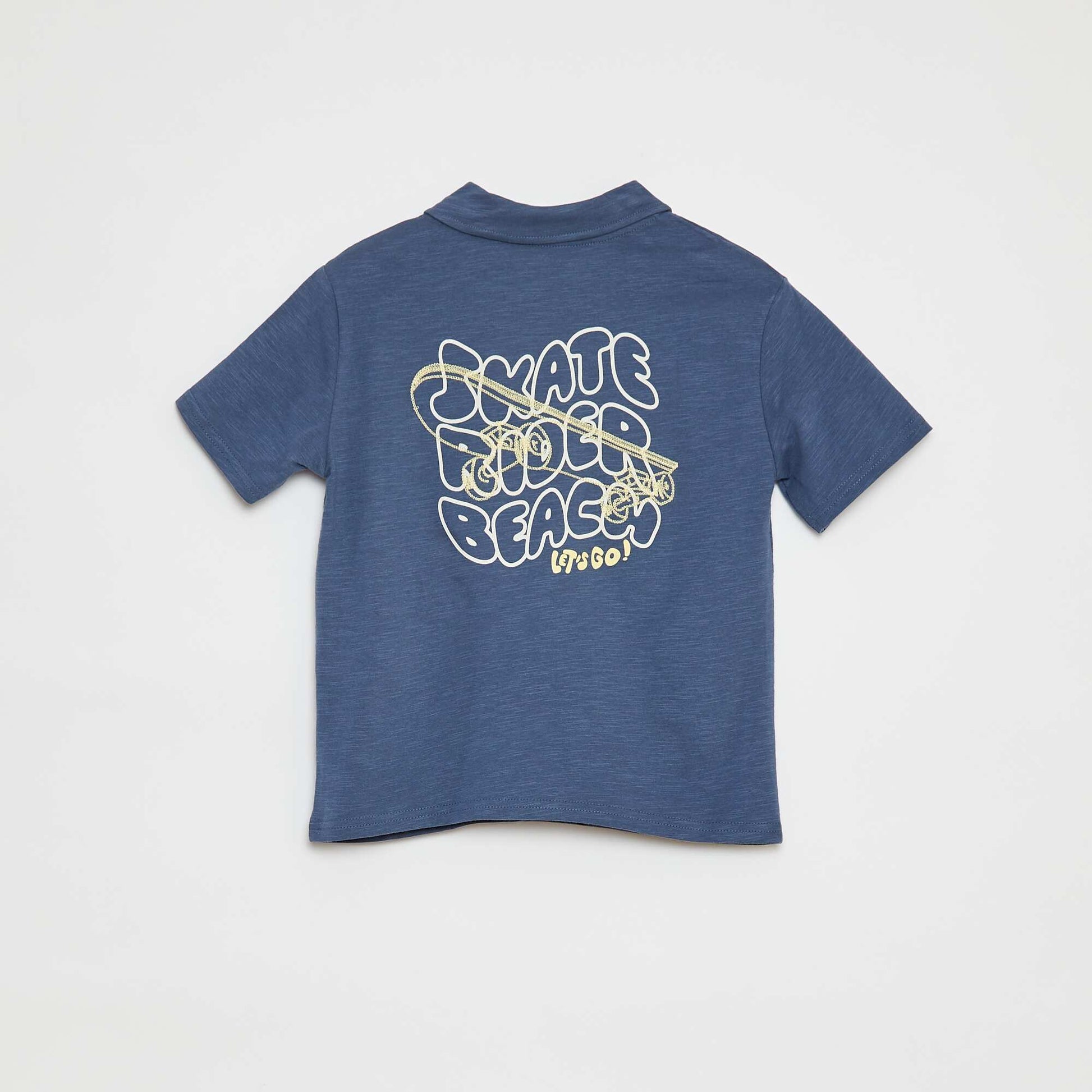Polo uni avec imprimé BLEU