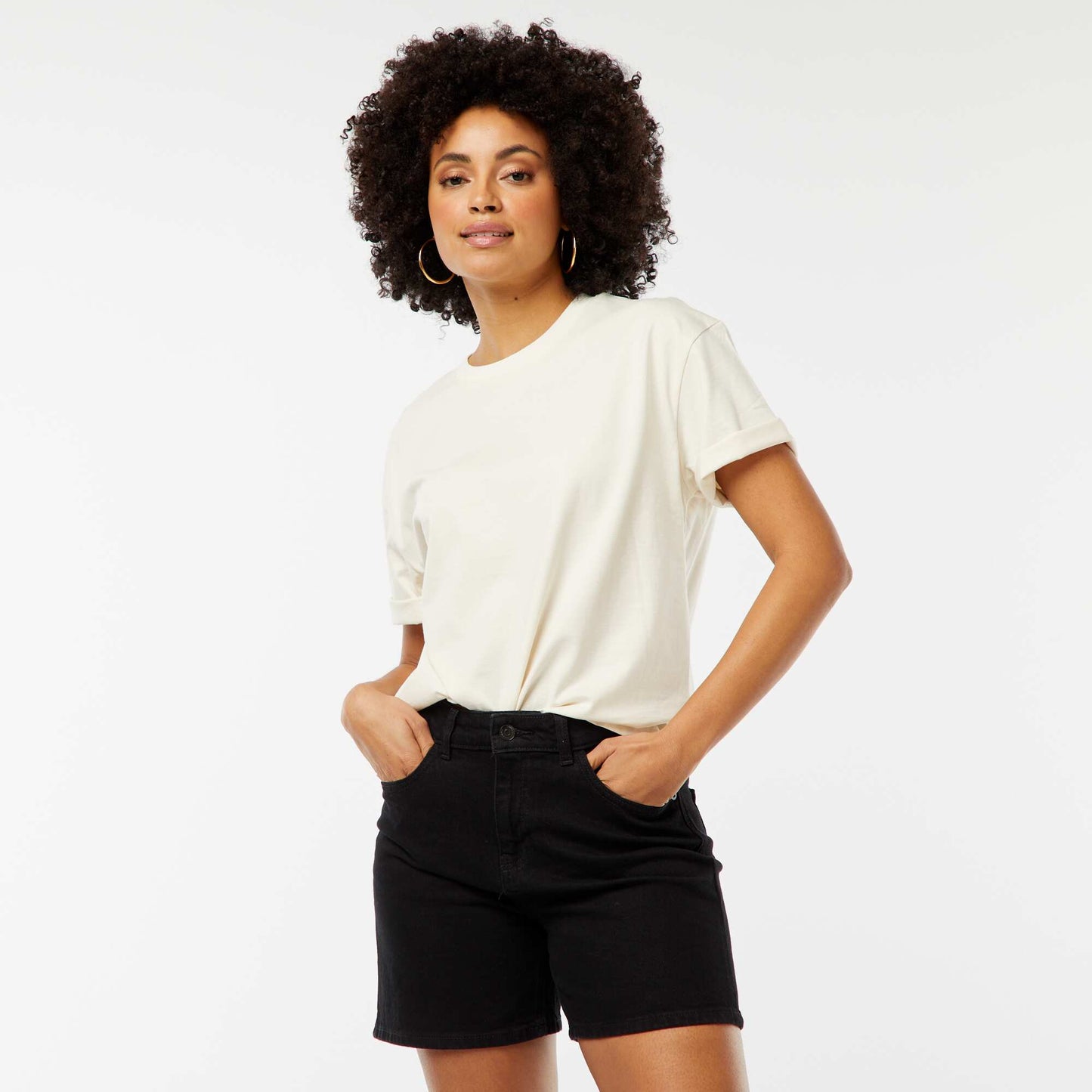 Short taille haute en jean NOIR