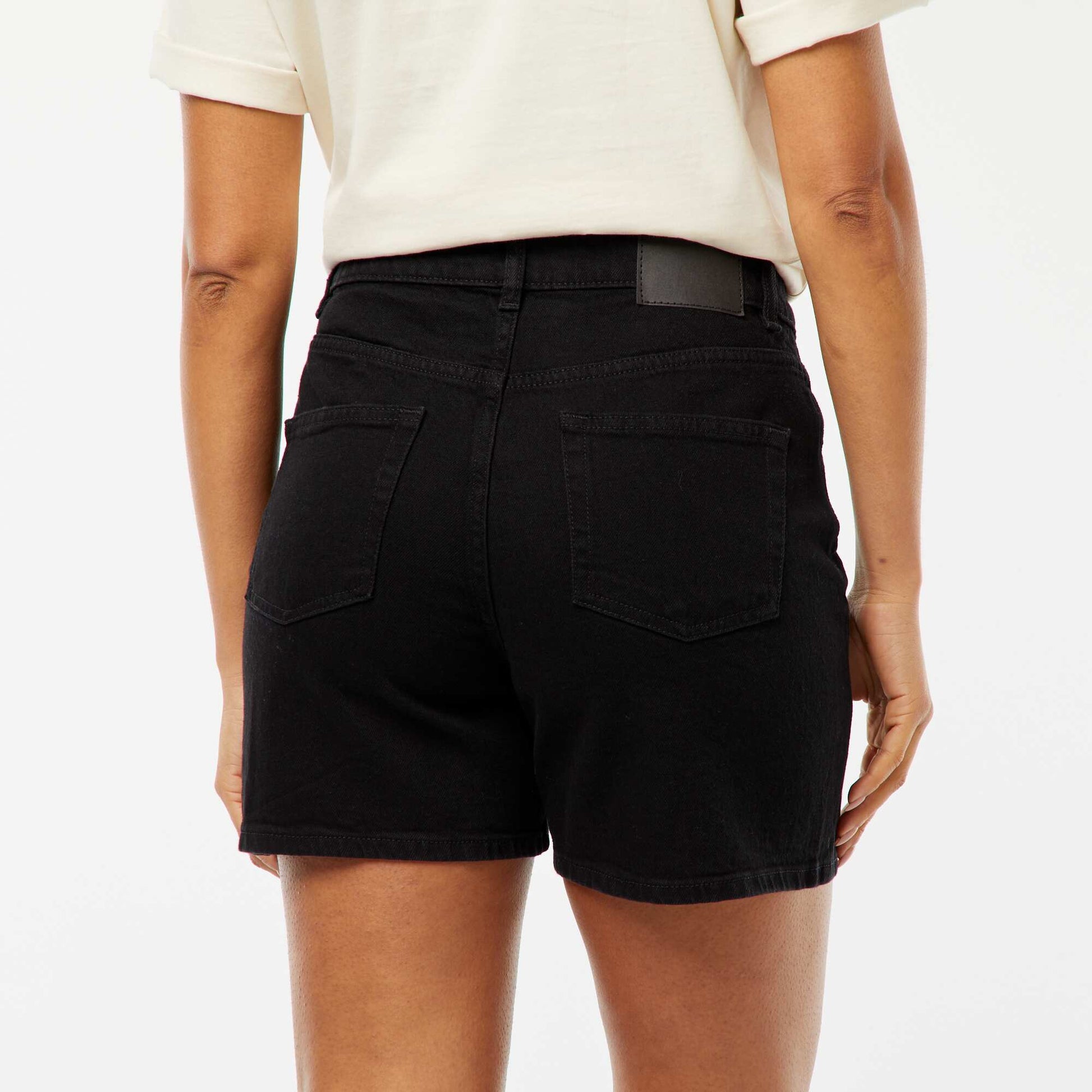 Short taille haute en jean NOIR