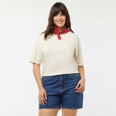 Short taille haute en jean 5 poches BLEU