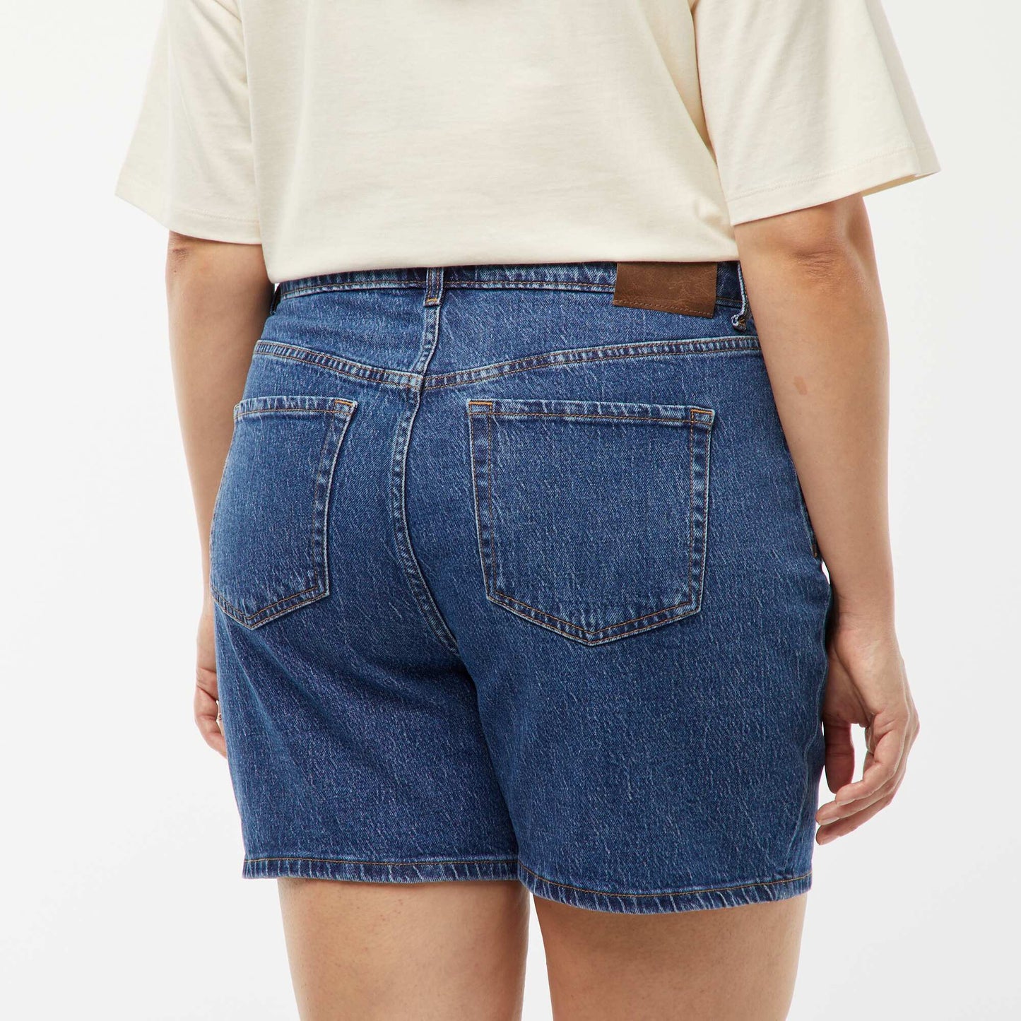 Short taille haute en jean 5 poches BLEU