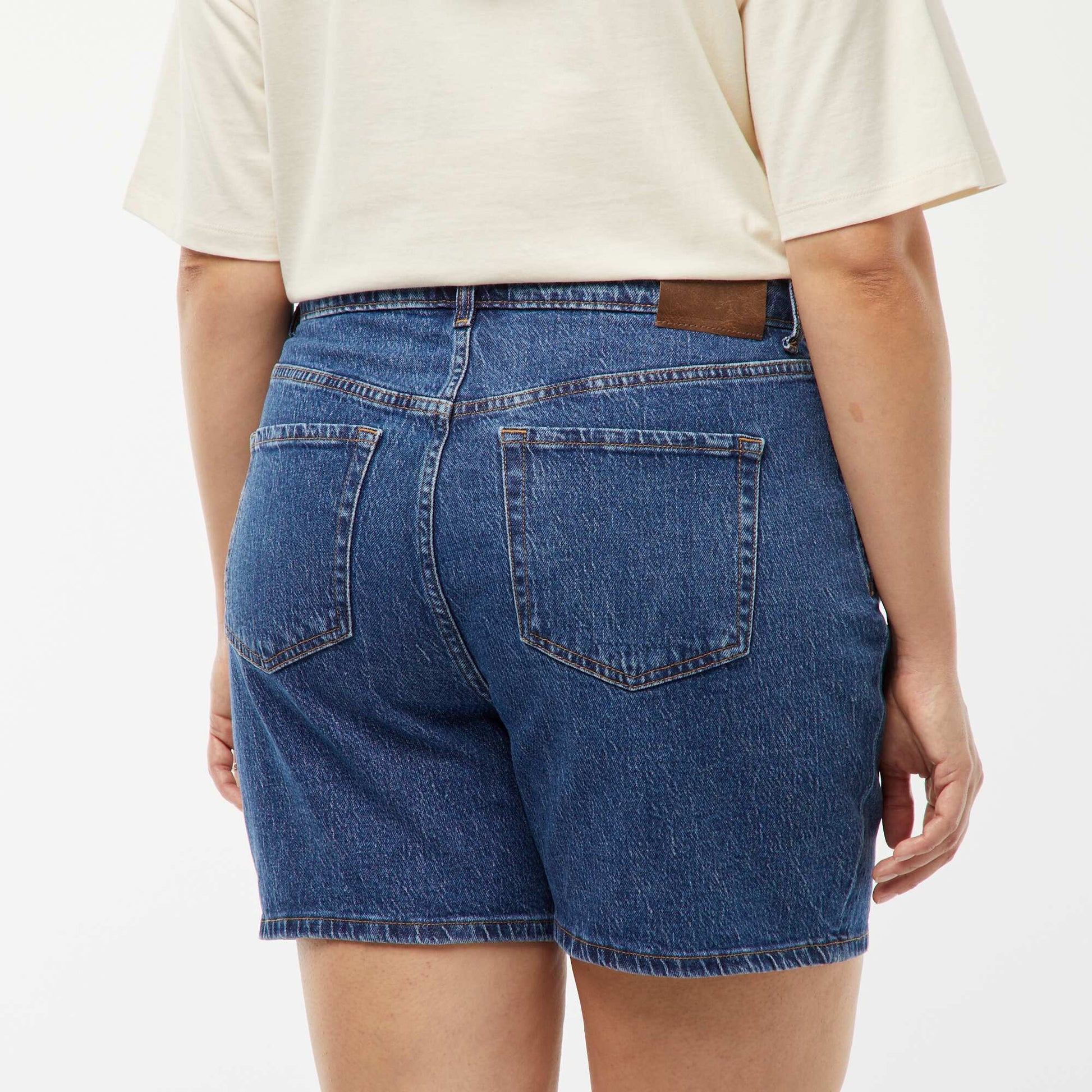 Short taille haute en jean 5 poches BLEU