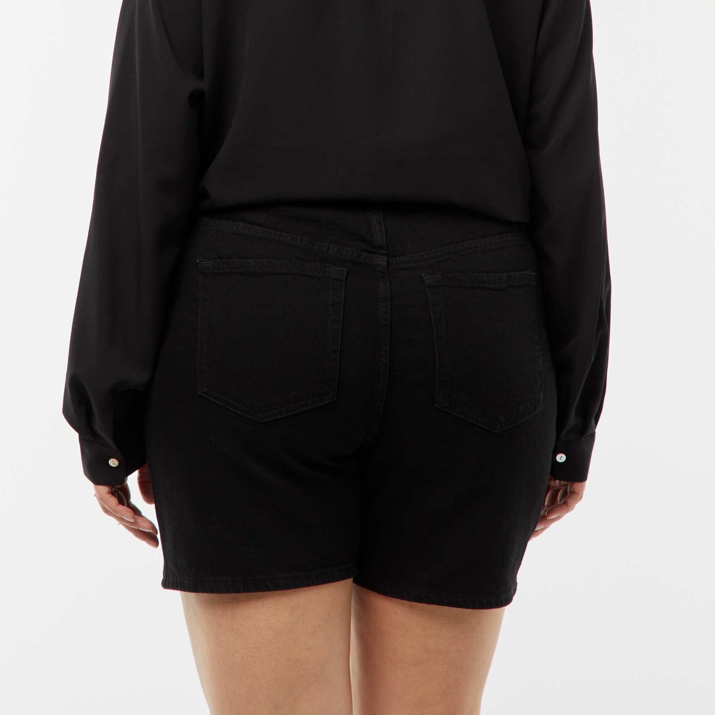 Short taille haute en jean 5 poches NOIR