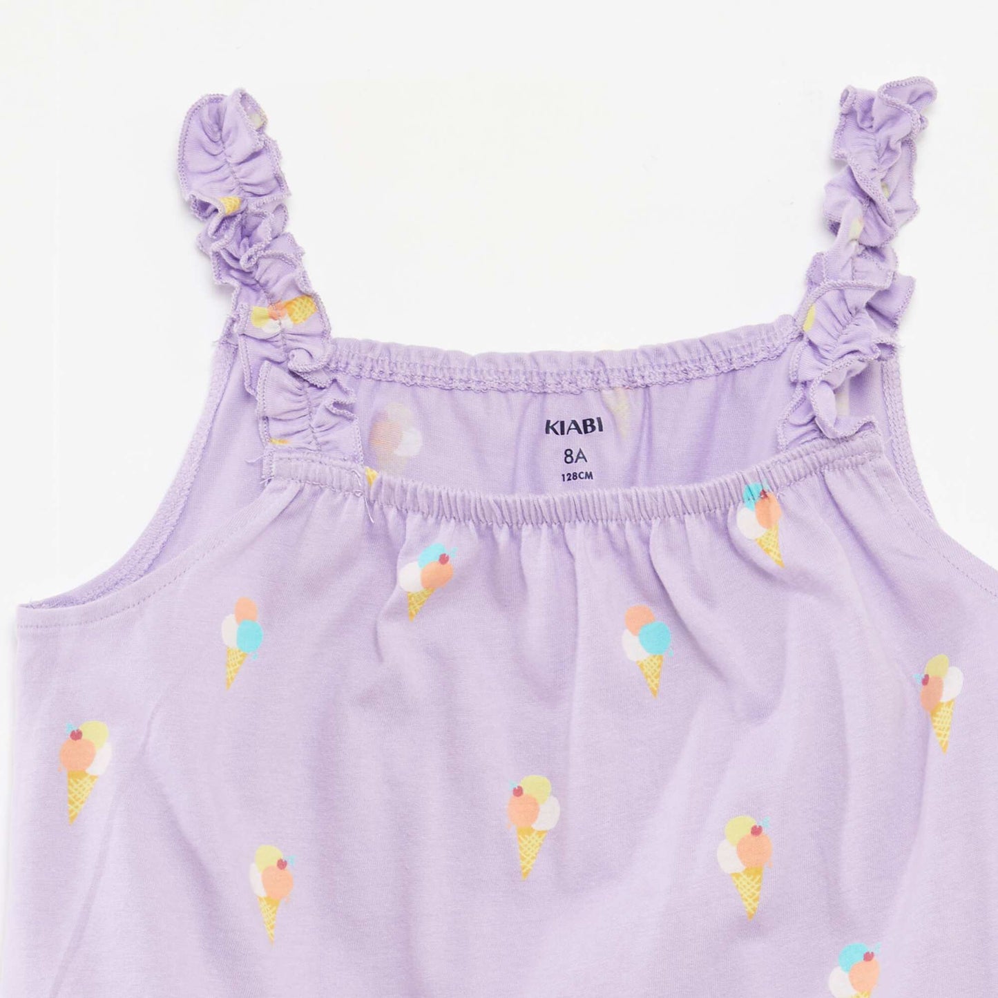 Top imprimé à bretelles volantées BEIGE