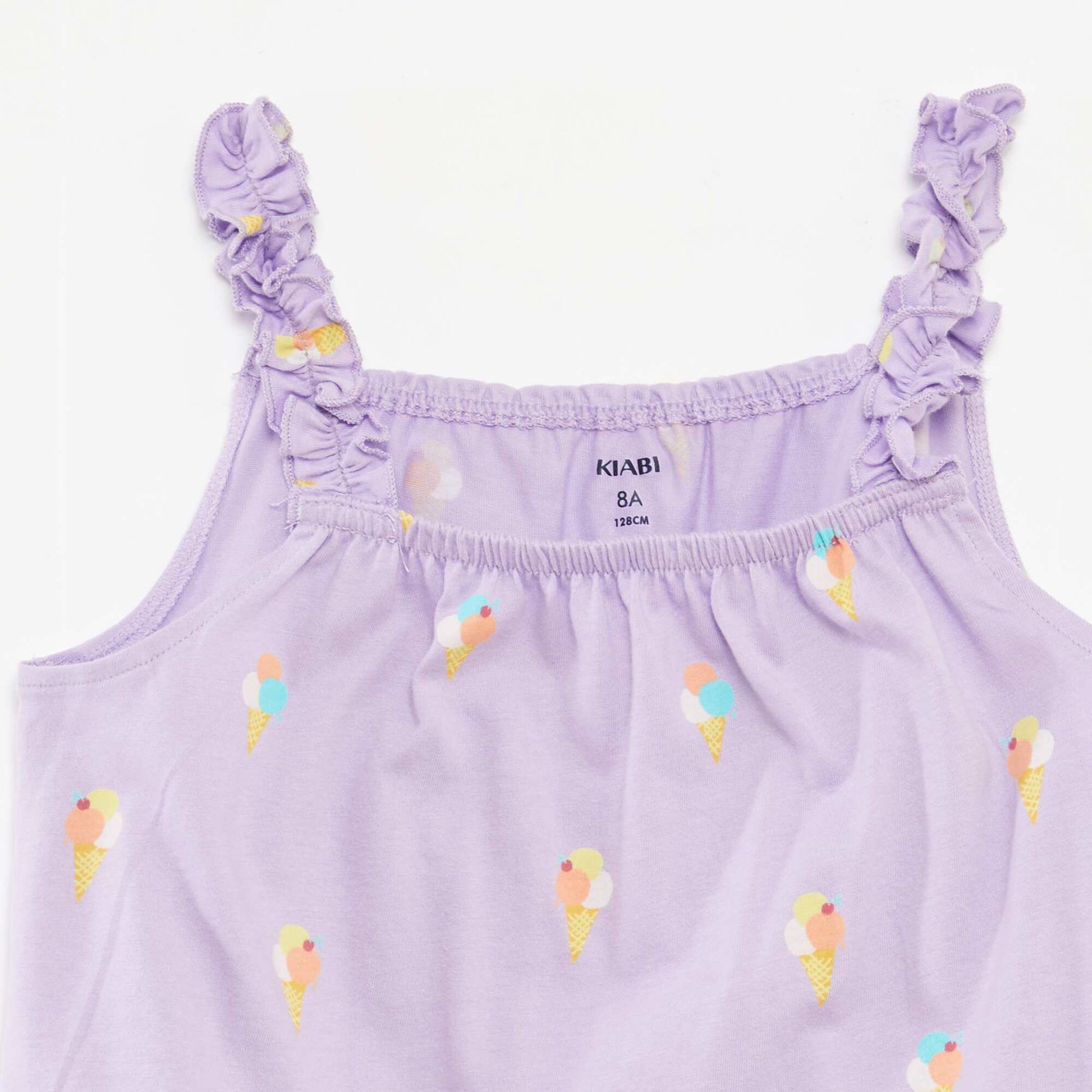 Top imprimé à bretelles volantées BEIGE