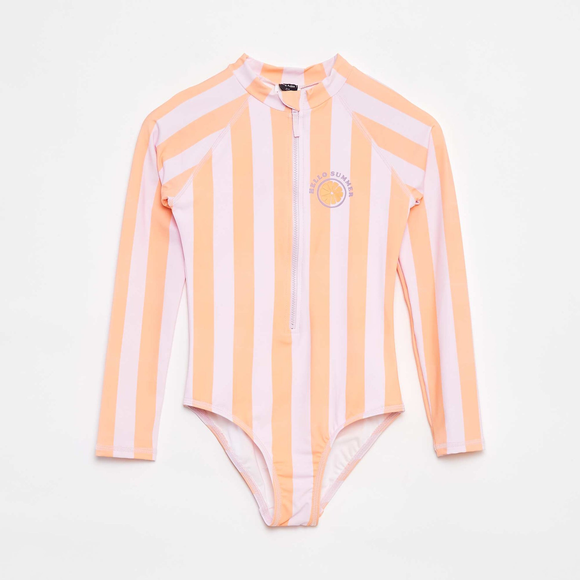 Maillot de bain forme body à manches longues ORANGE