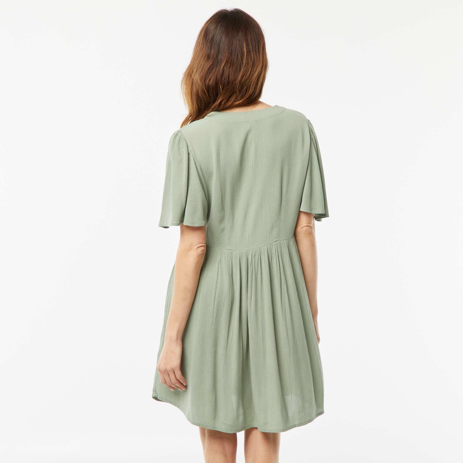 Robe courte en maille crêpée BLEU