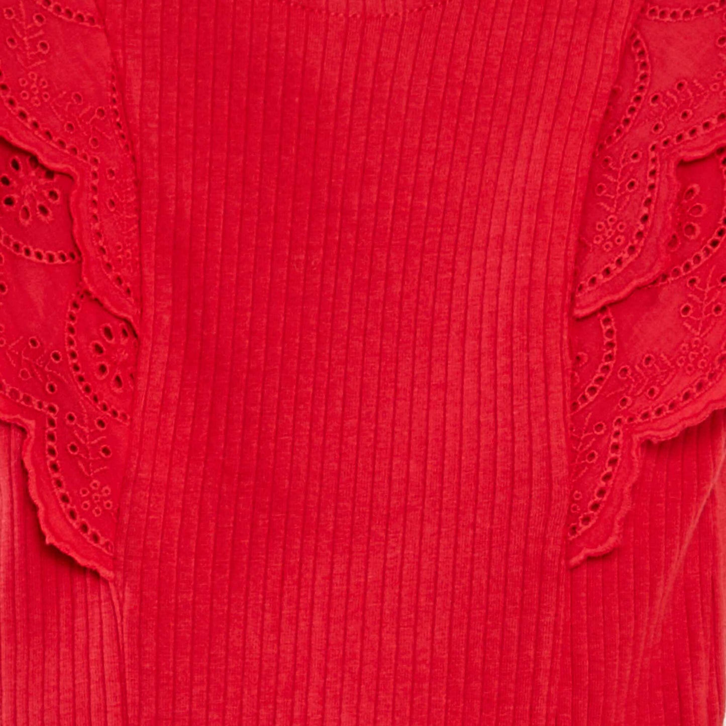 T-shirt avec manches brodées ROUGE