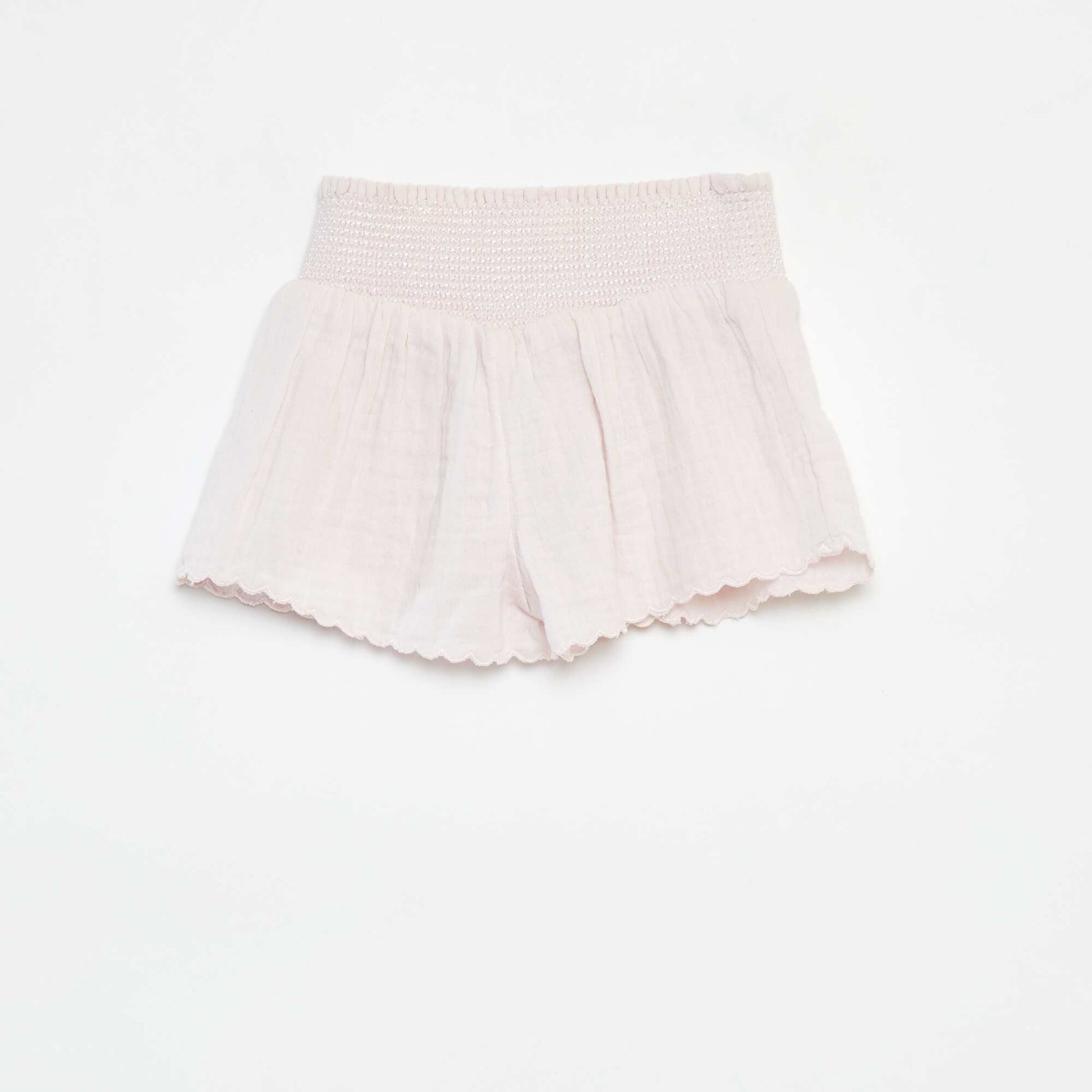 Short brodé en gaze de coton ROSE