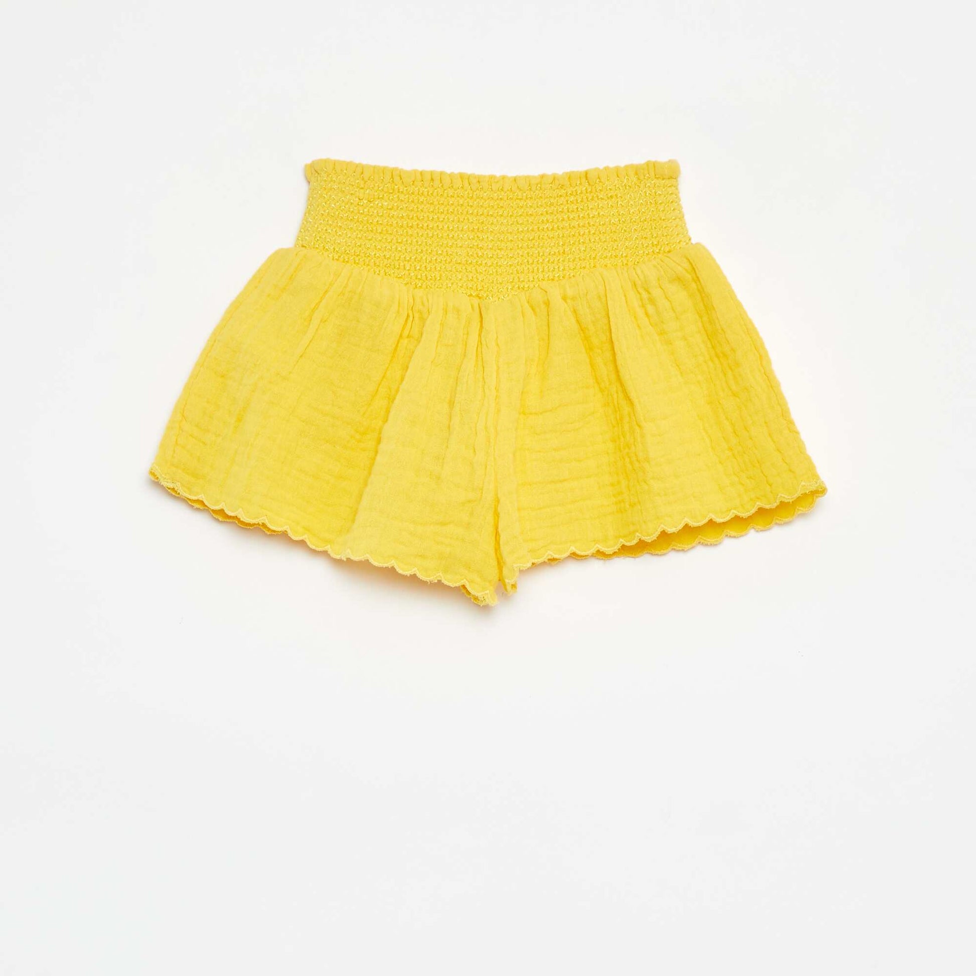 Short brodé en gaze de coton JAUNE