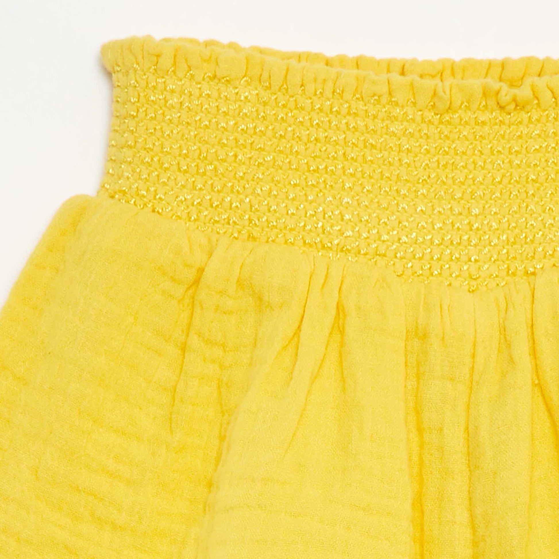 Short brodé en gaze de coton JAUNE