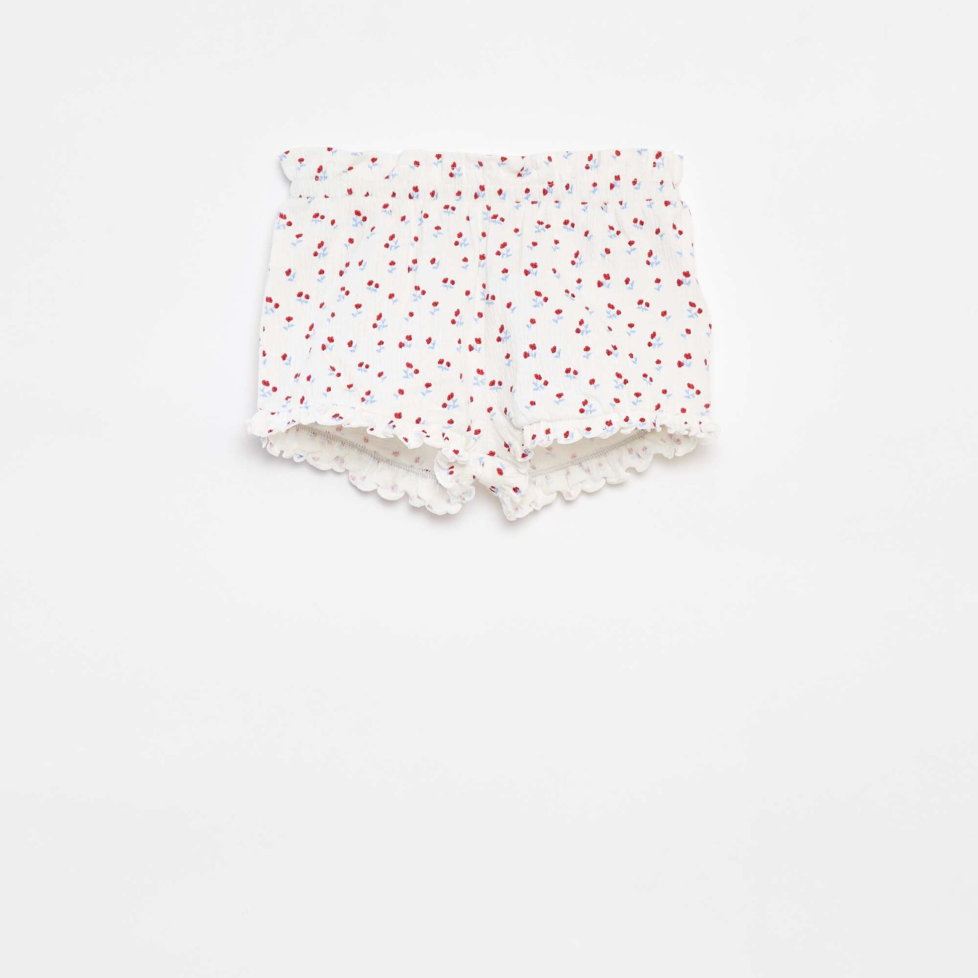 Short avec volants et imprimé BLANC