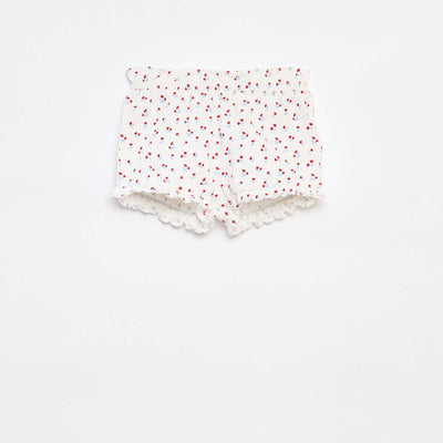 Short avec volants et imprimé BLANC