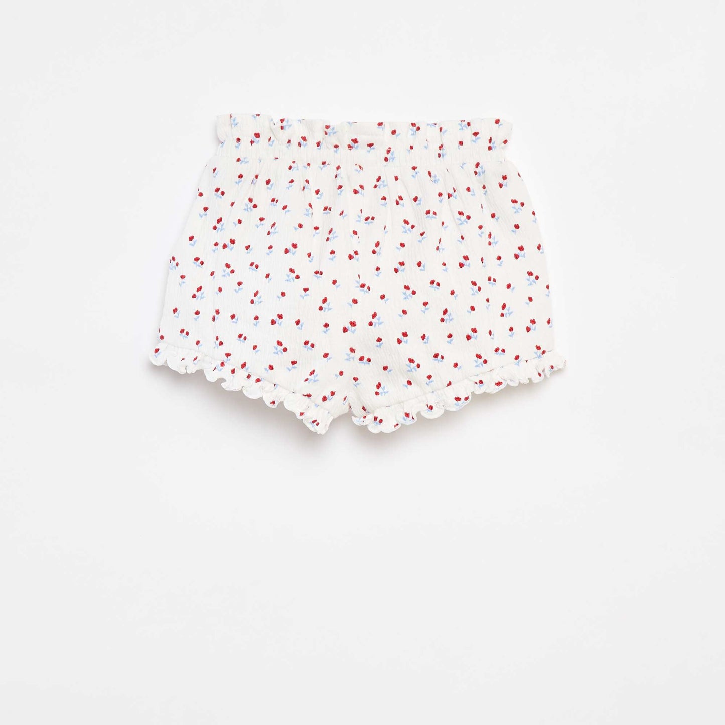 Short avec volants et imprimé BLANC
