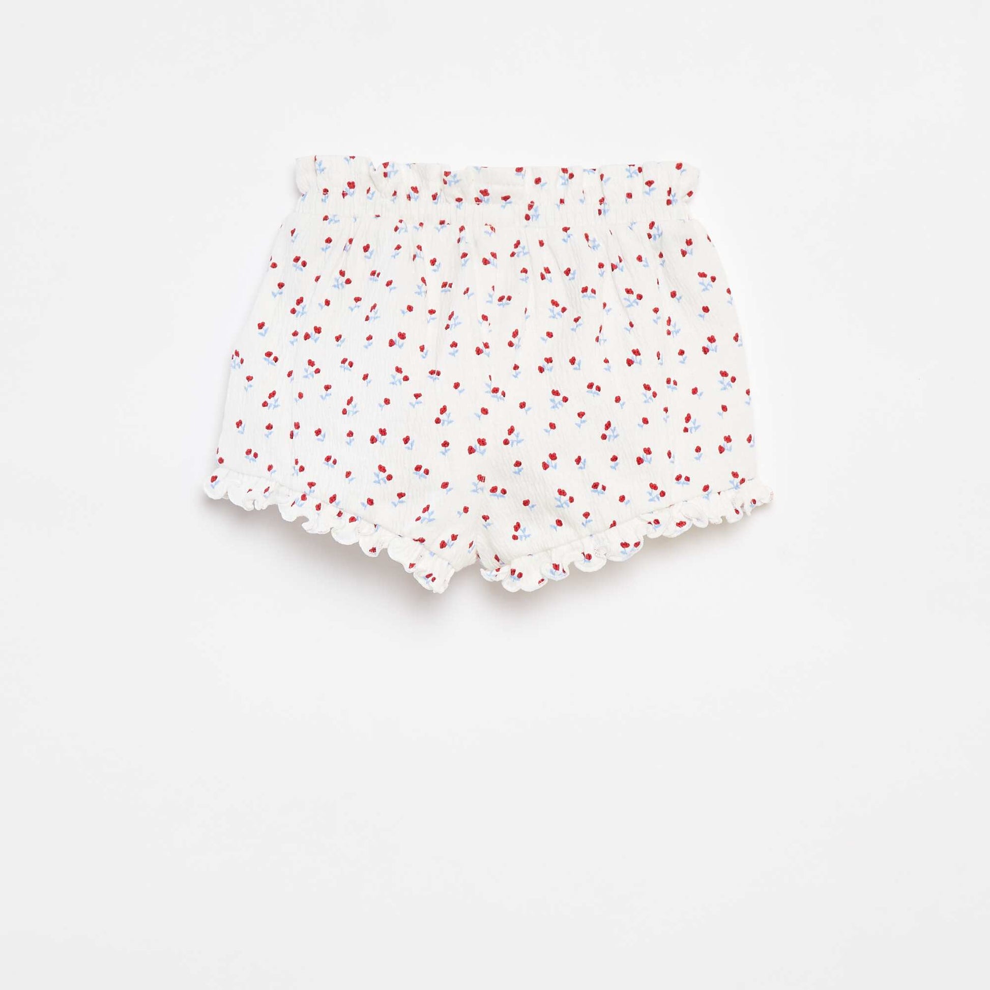 Short avec volants et imprimé BLANC