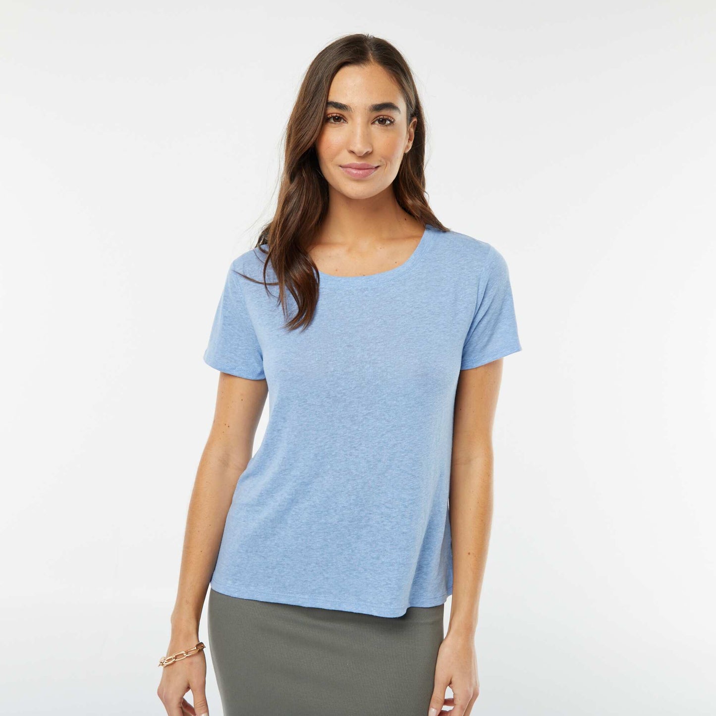 T-shirt en lin mélangé BLEU