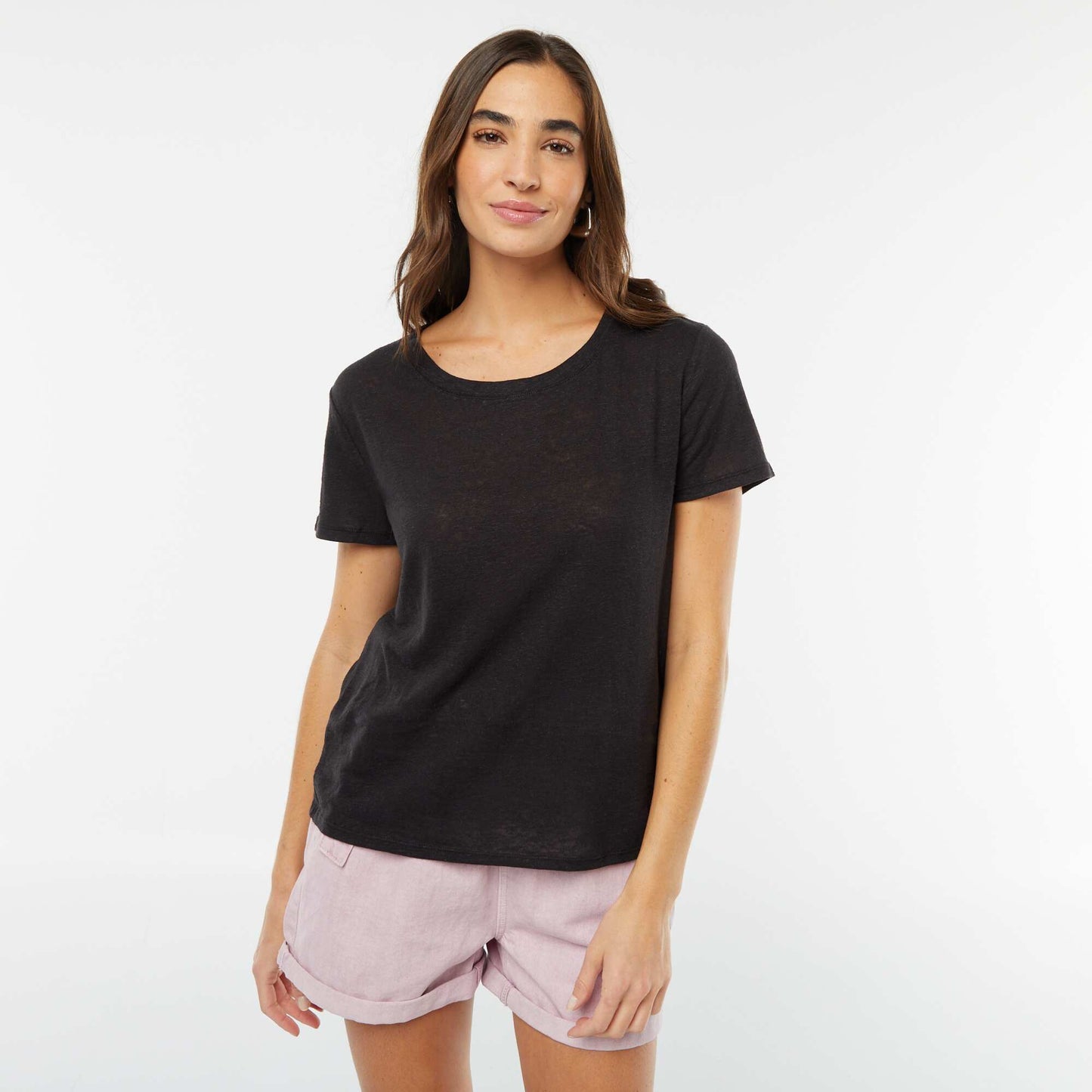 T-shirt en lin mélangé NOIR