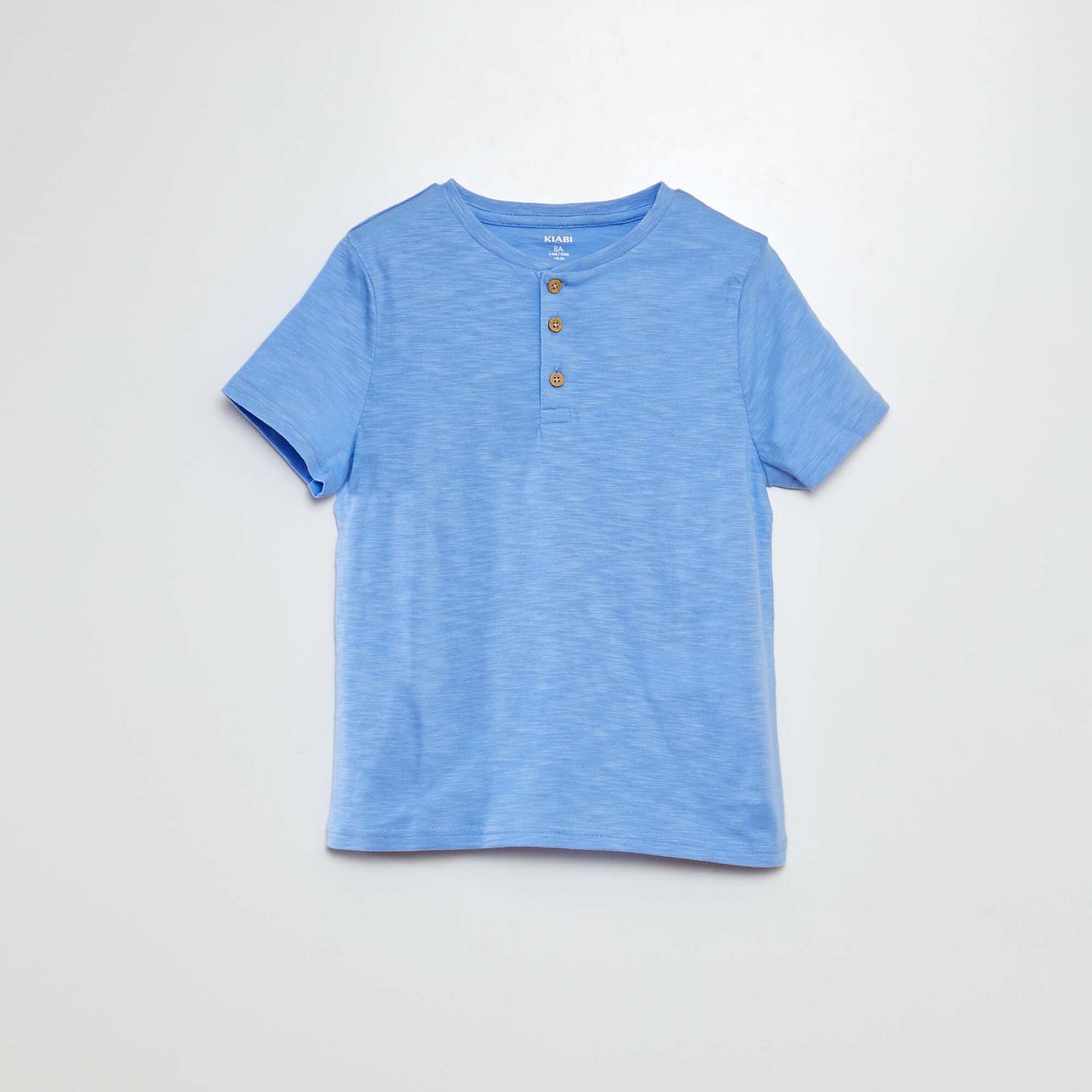 T-shirt col tunisien manches courtes BLEU