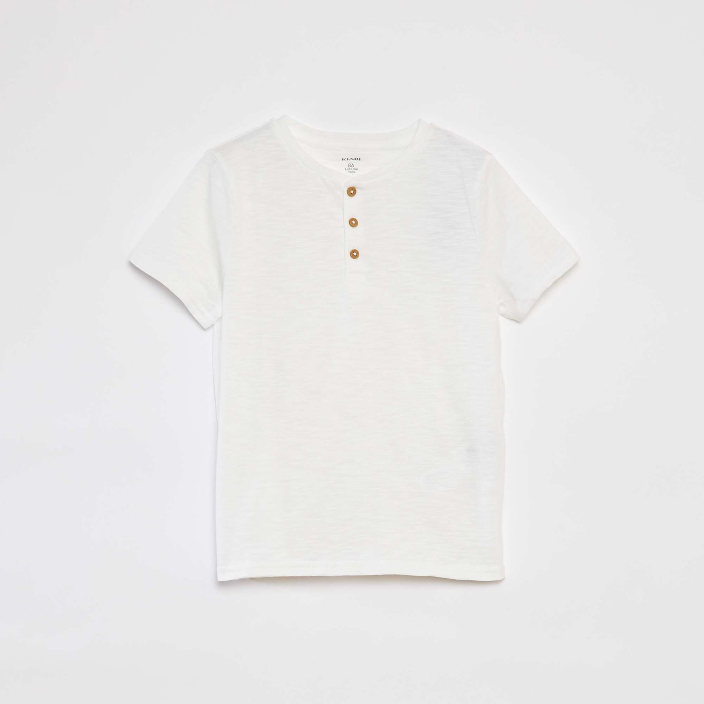 T-shirt col tunisien manches courtes BLANC