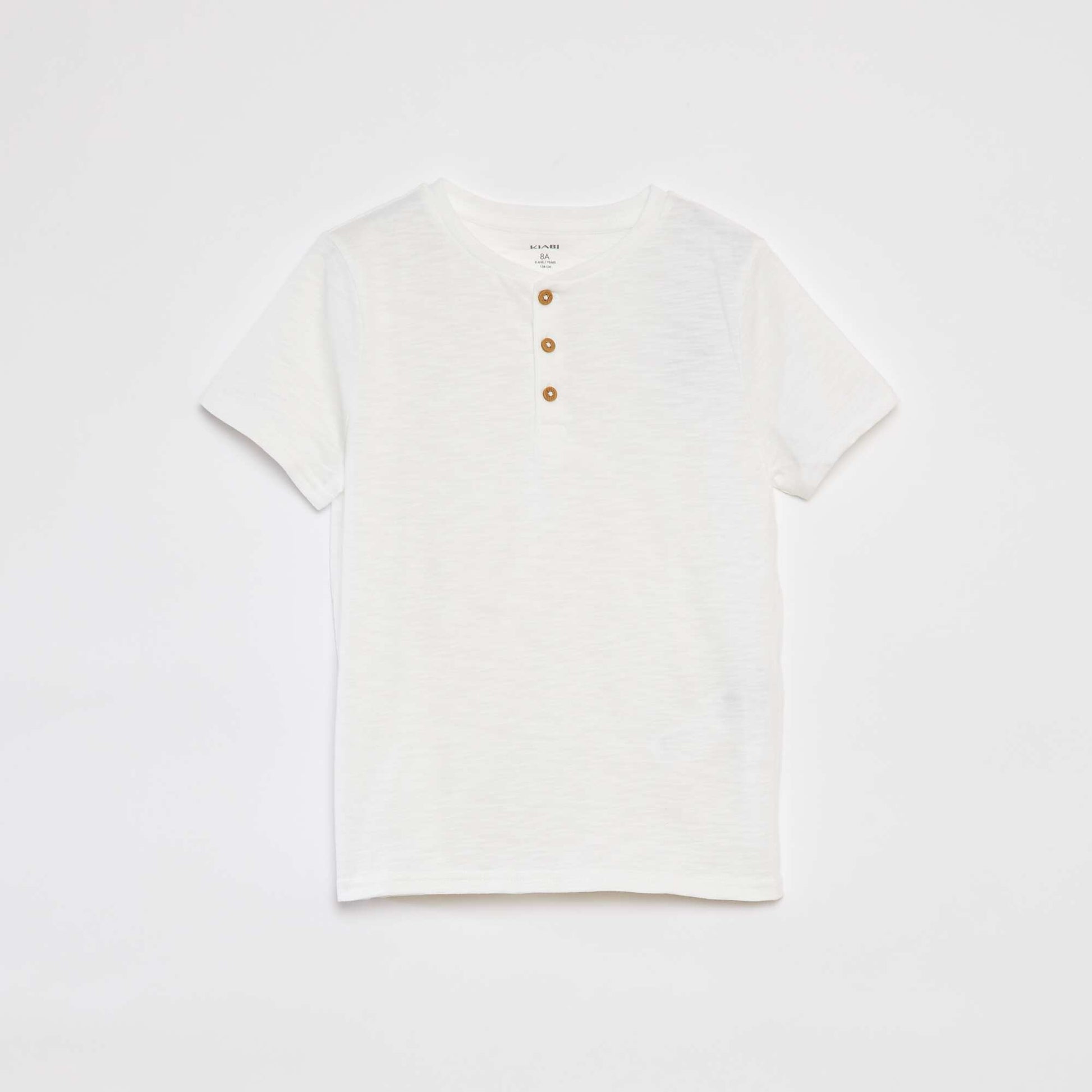 T-shirt col tunisien manches courtes BLANC