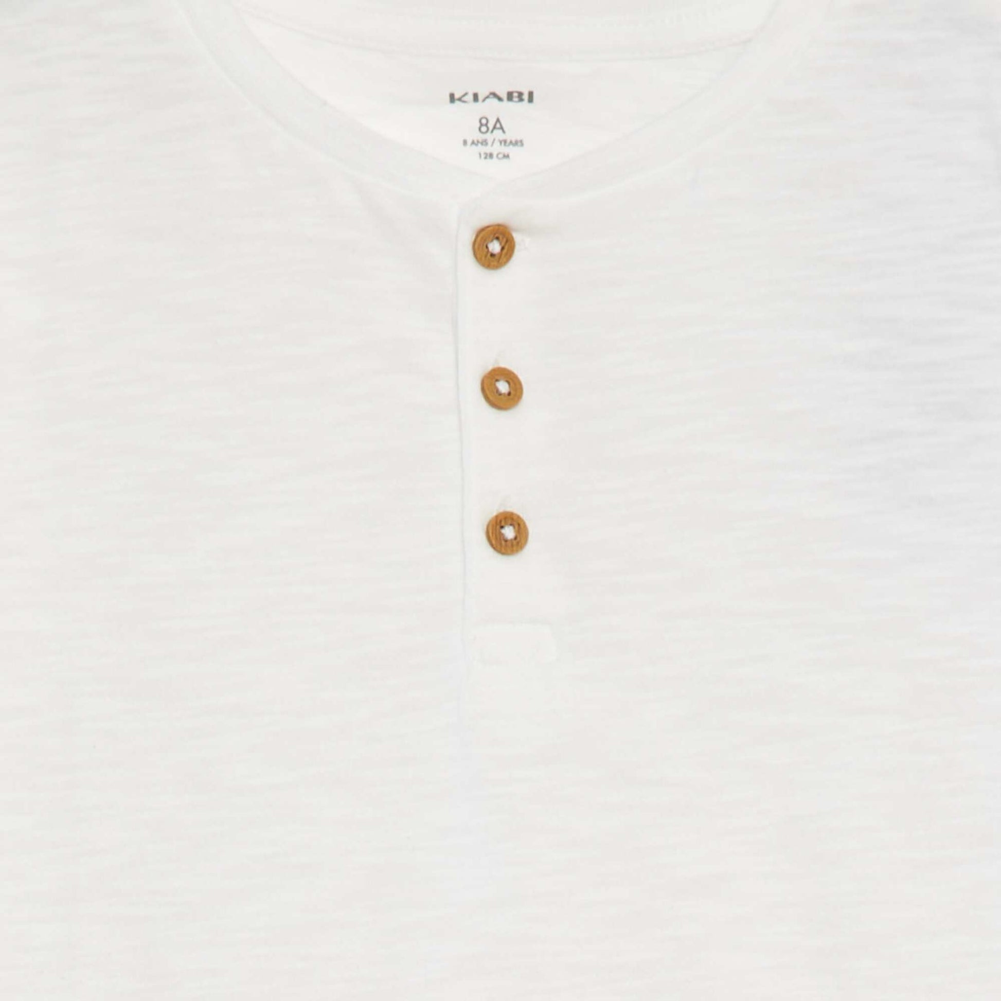 T-shirt col tunisien manches courtes BLANC