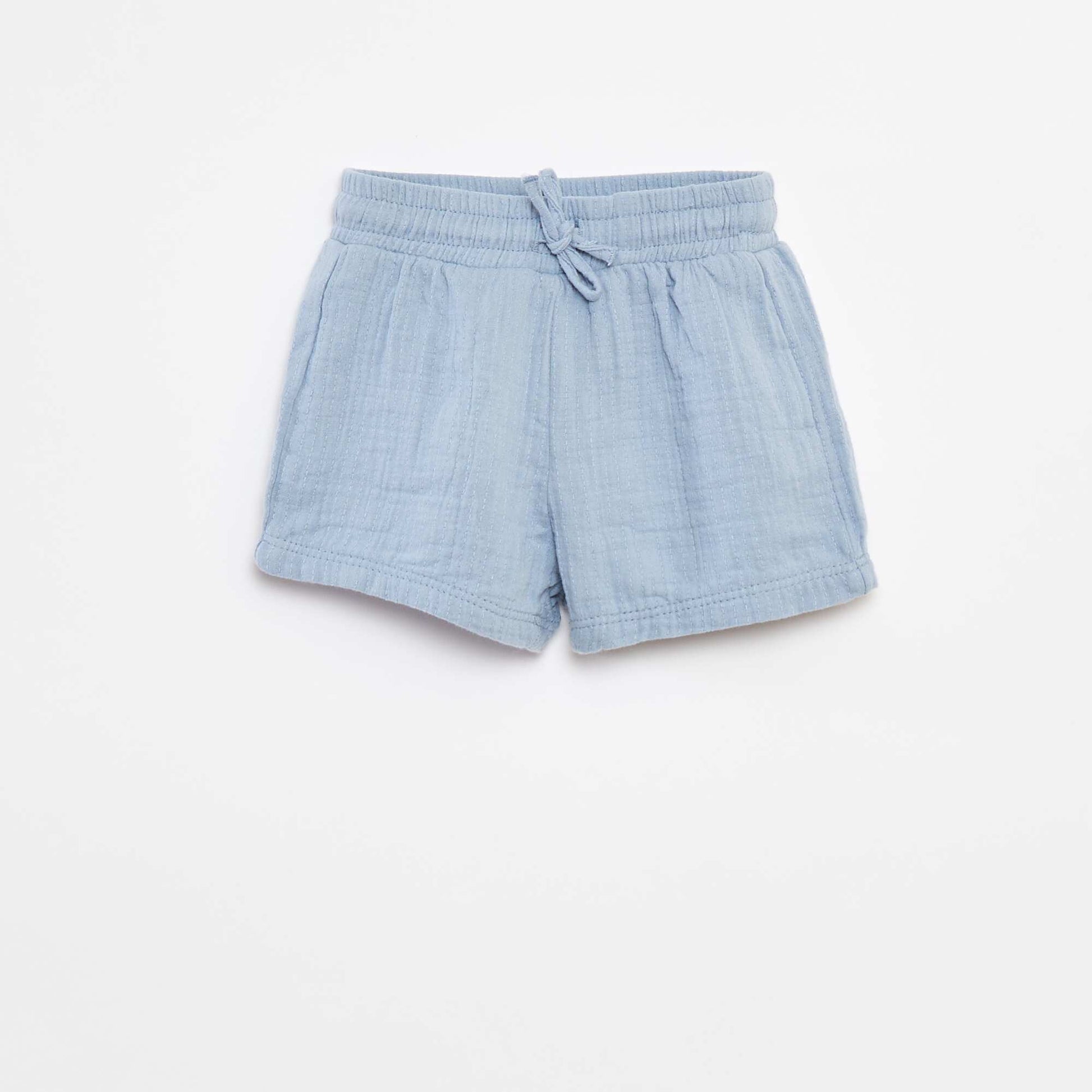 Short en gaze de coton BLEU