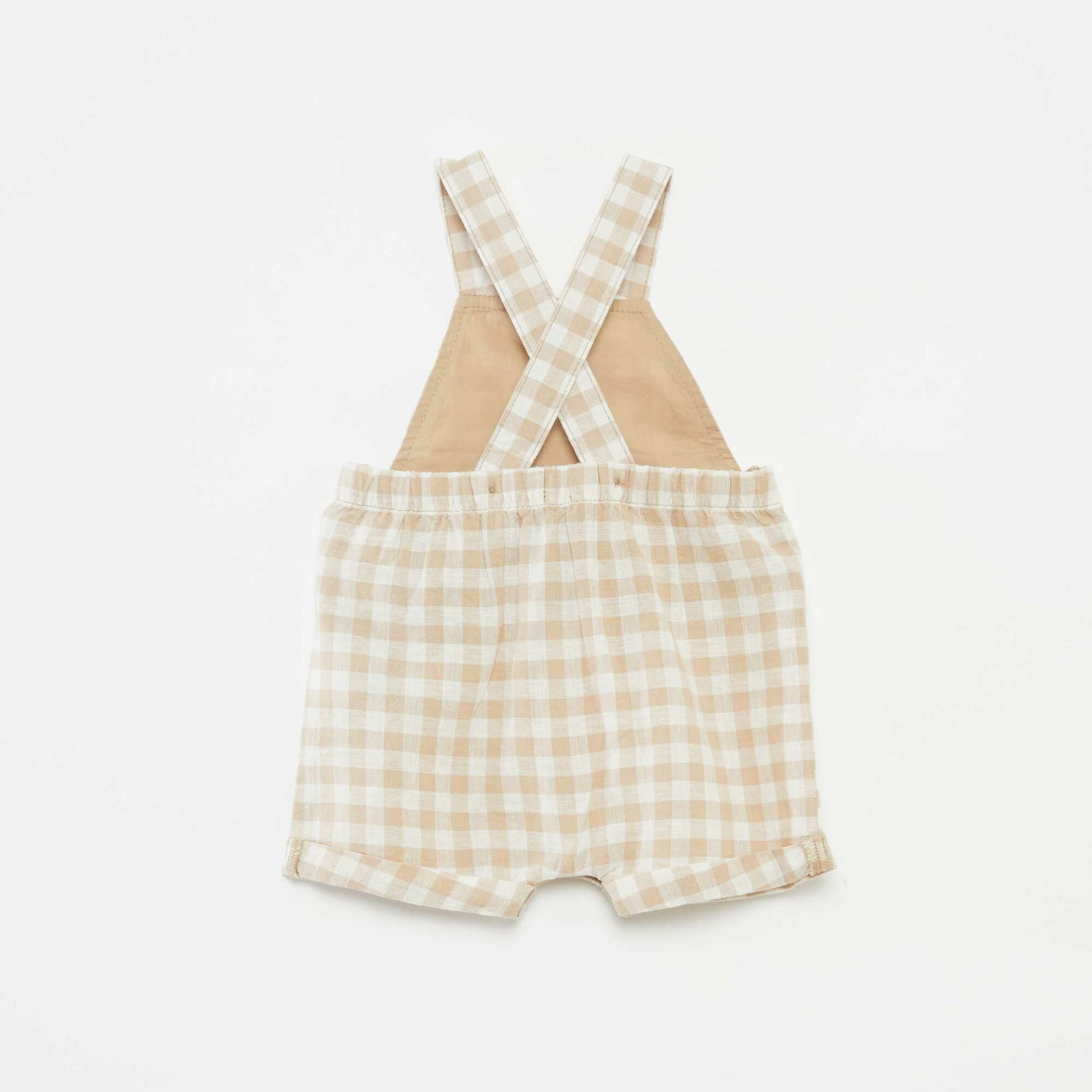 Salopette légère en lin mélangé BEIGE VICHY