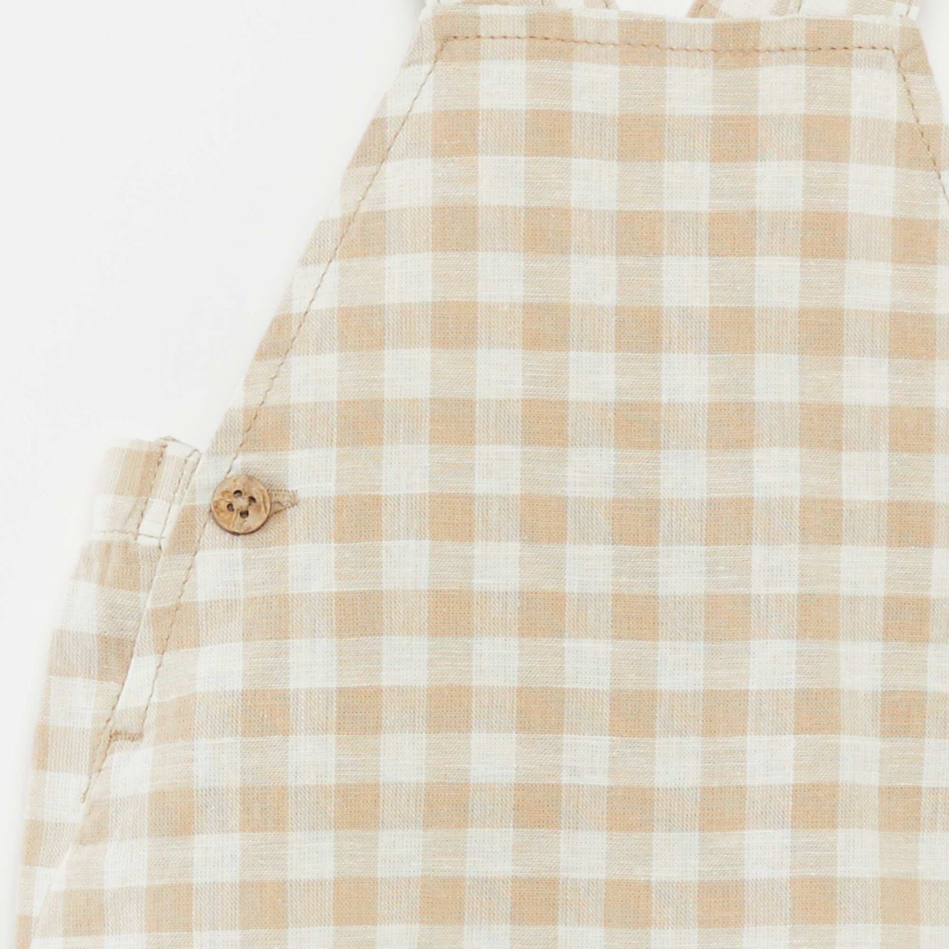 Salopette légère en lin mélangé BEIGE VICHY