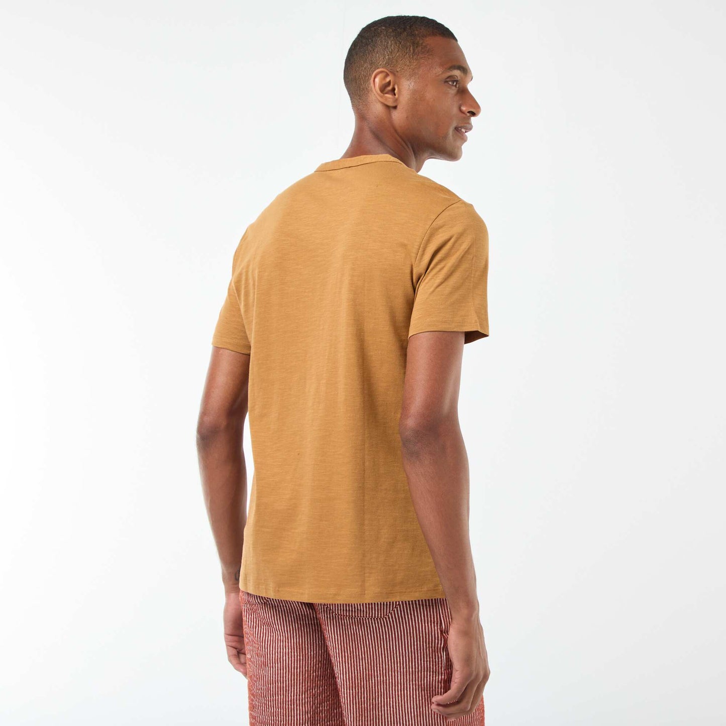 T-shirt à col tunisien manches courtes BEIGE