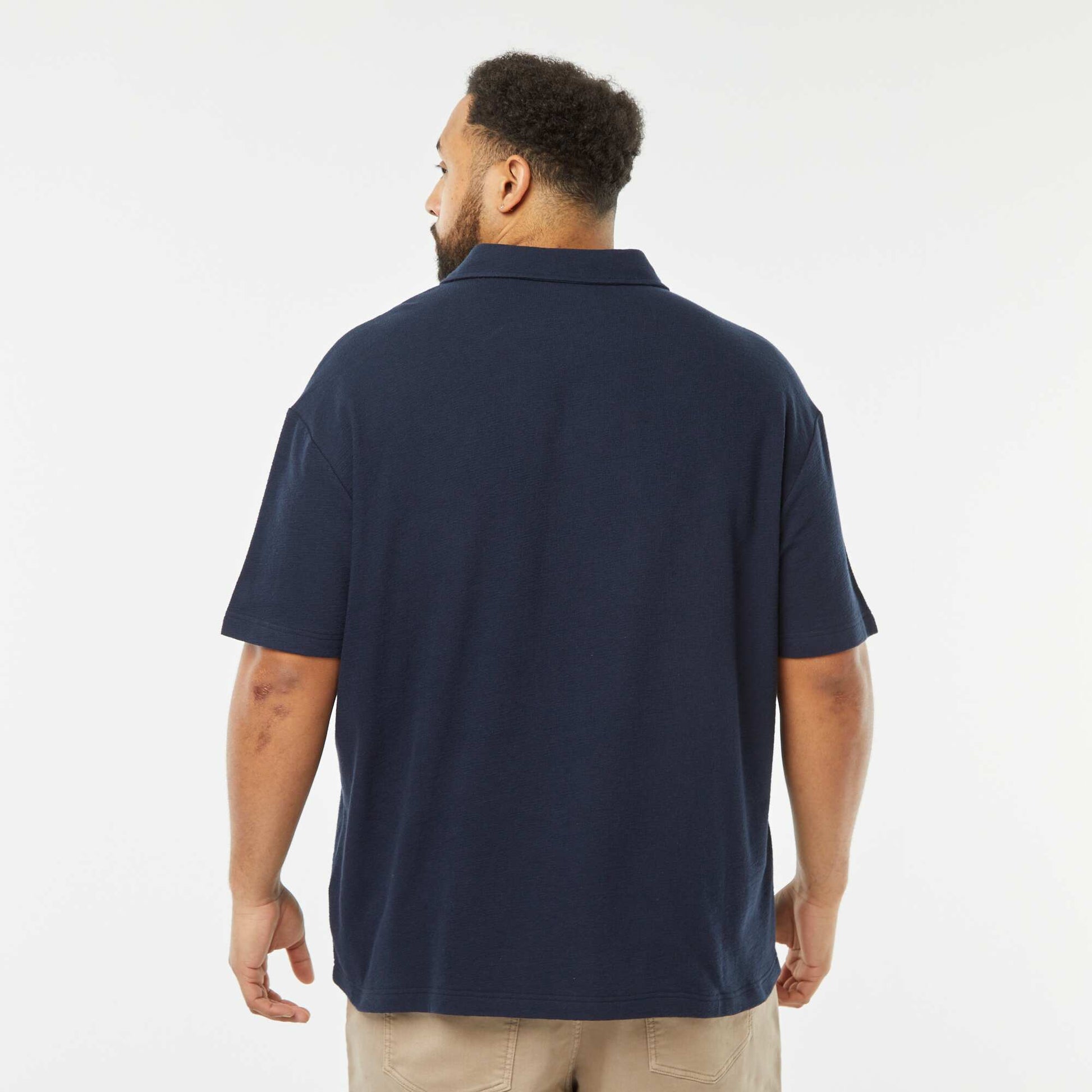 Chemise manches courtes en maille casual BLEU MARINE