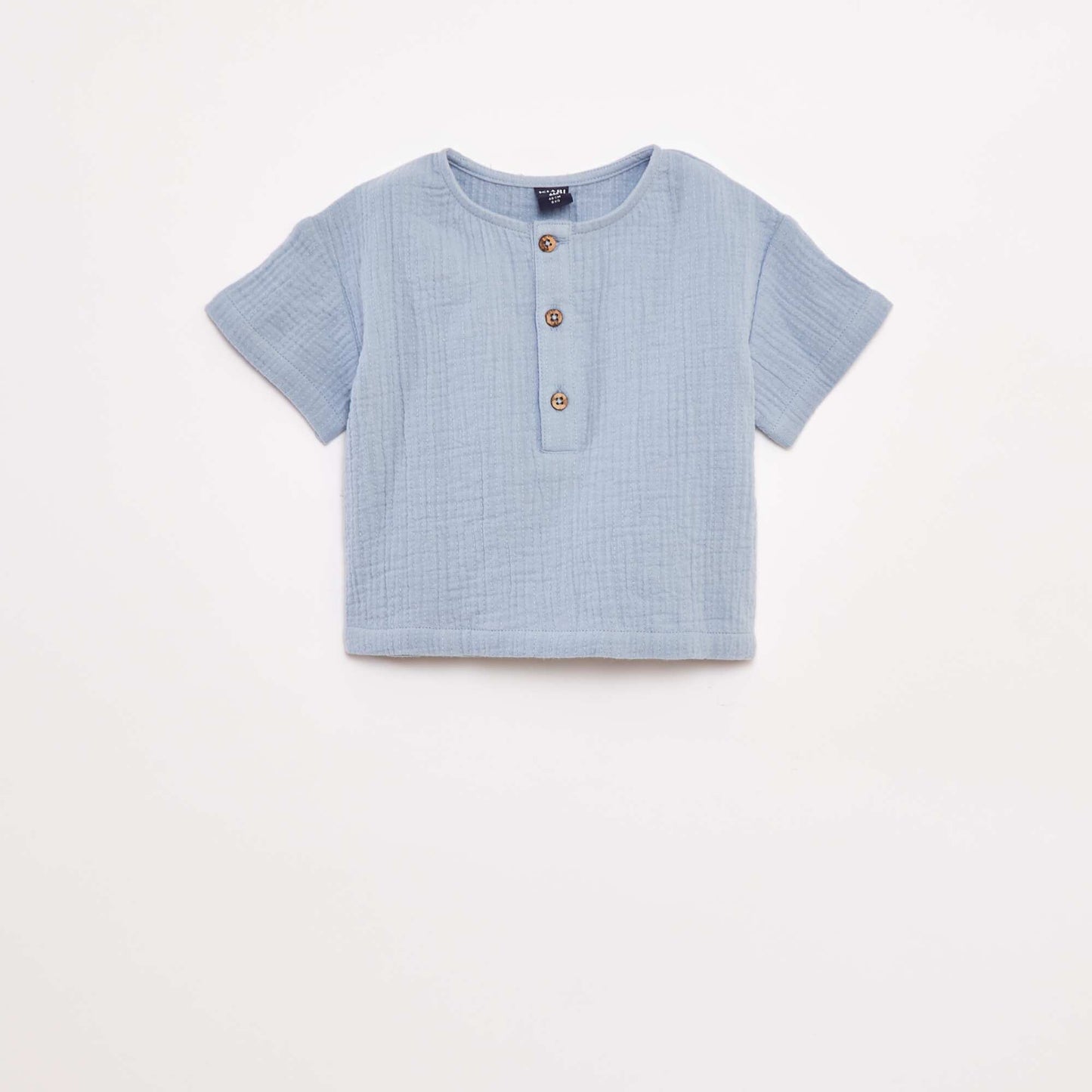 Chemise en gaze de coton à manches courtes BLEU