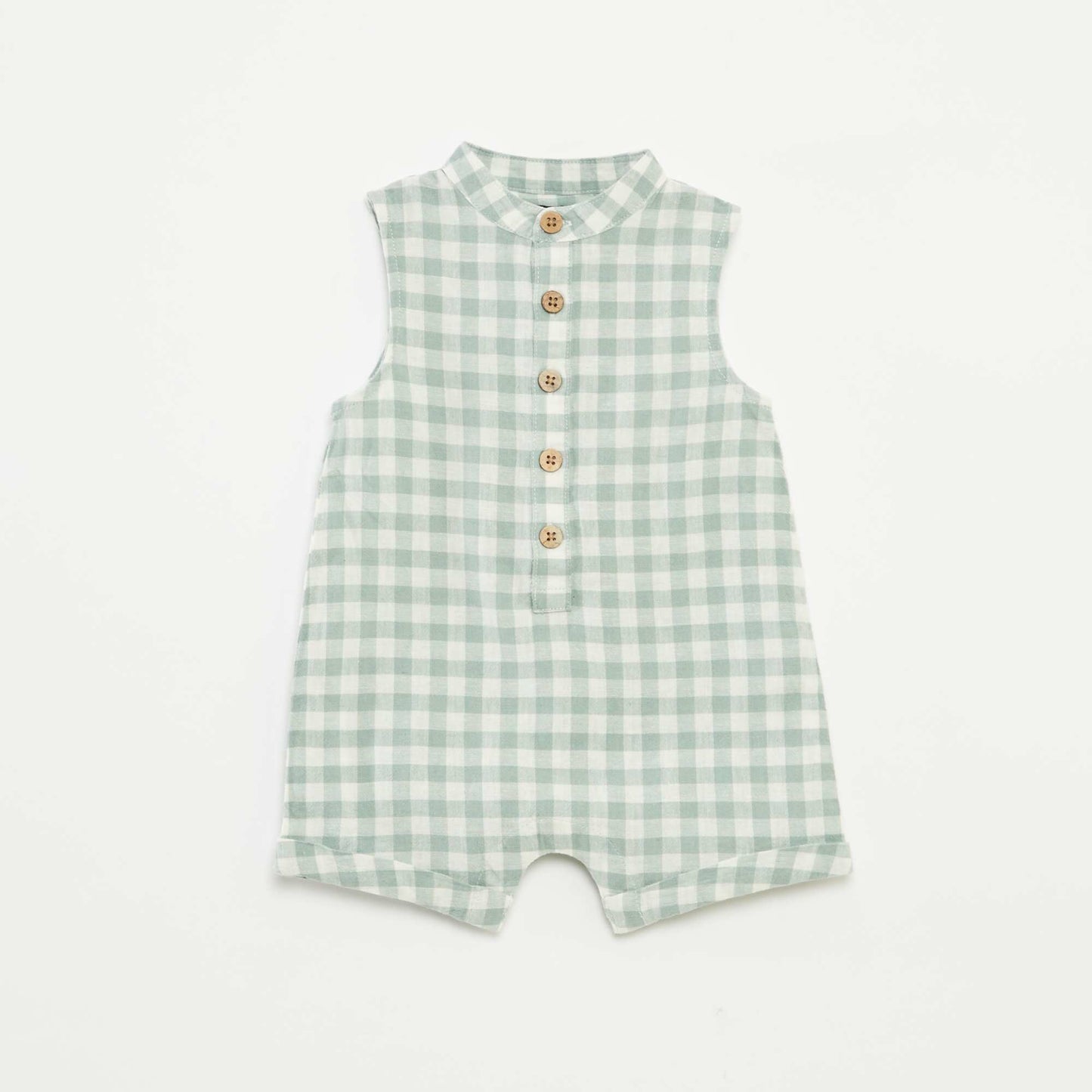 Barboteuse courte avec col mao VERT