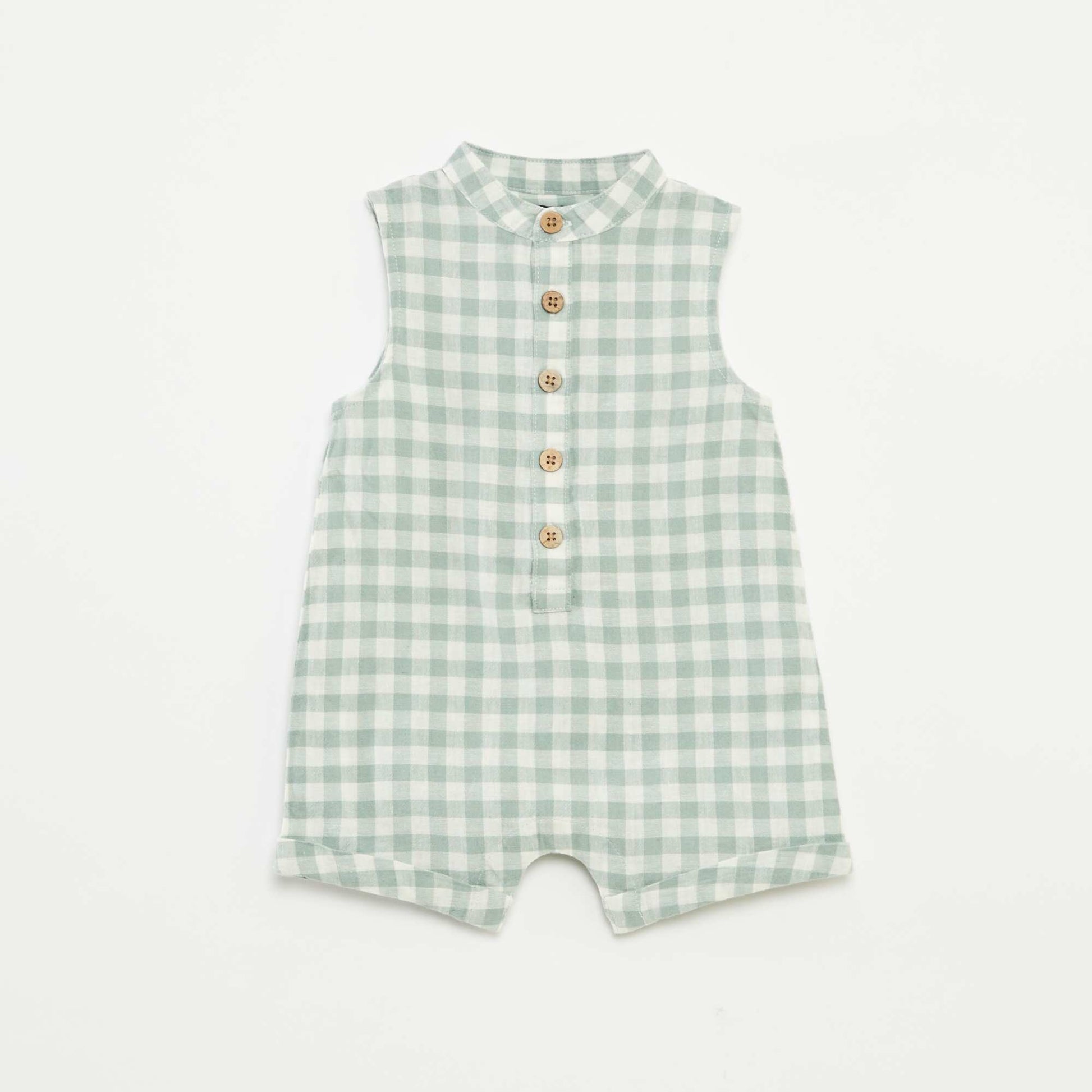 Barboteuse courte avec col mao VERT