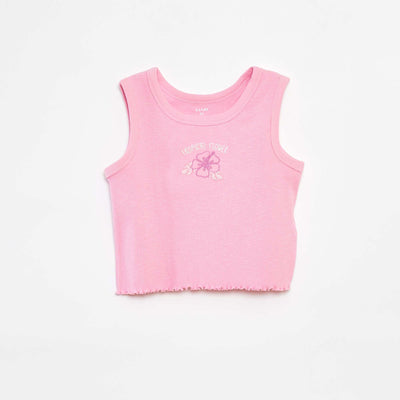 Débardeur côtelé brodé ROSE