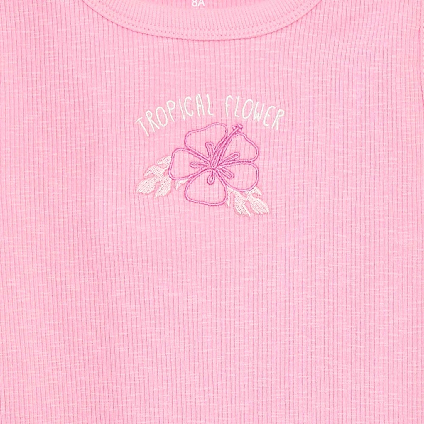 Débardeur côtelé brodé ROSE