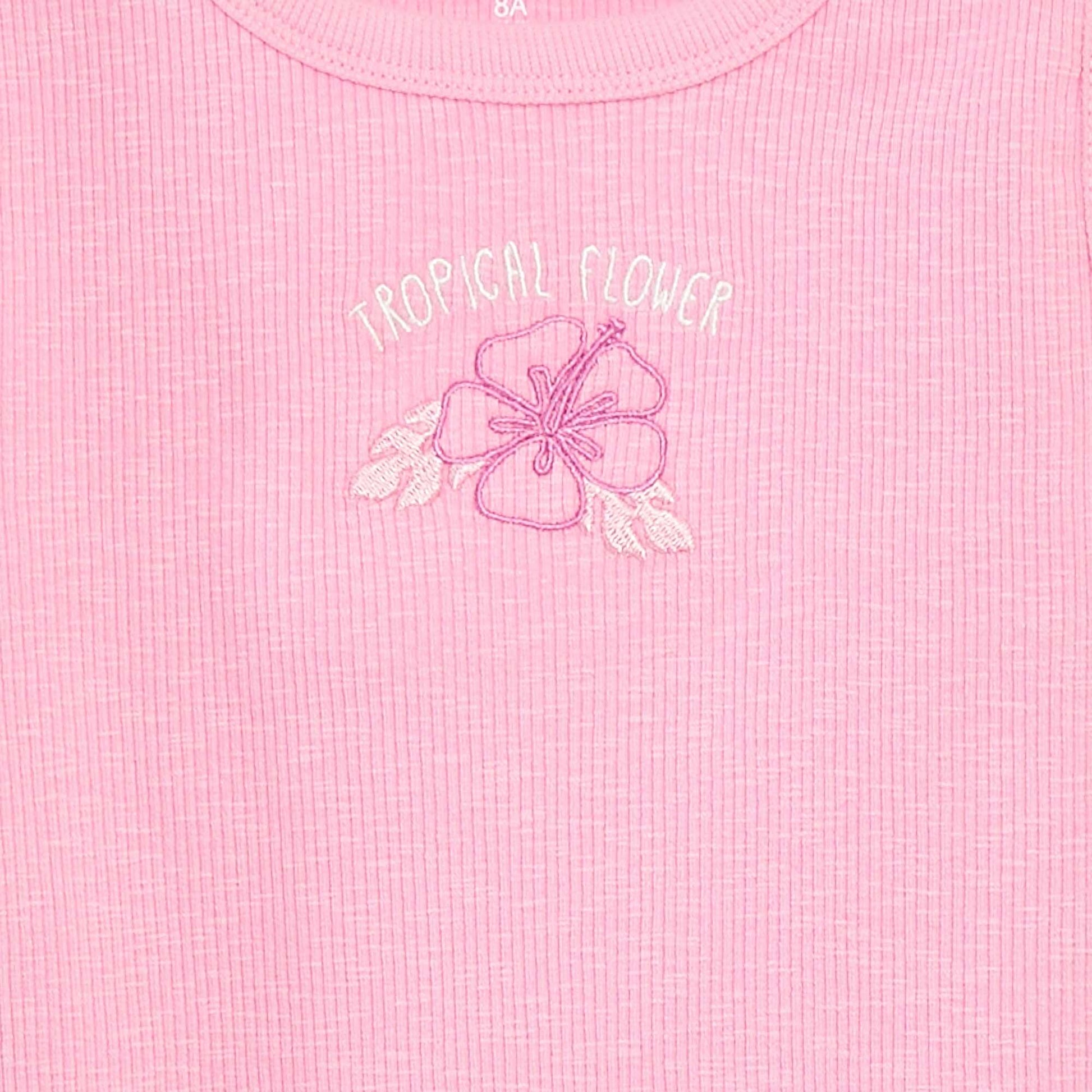 Débardeur côtelé brodé ROSE