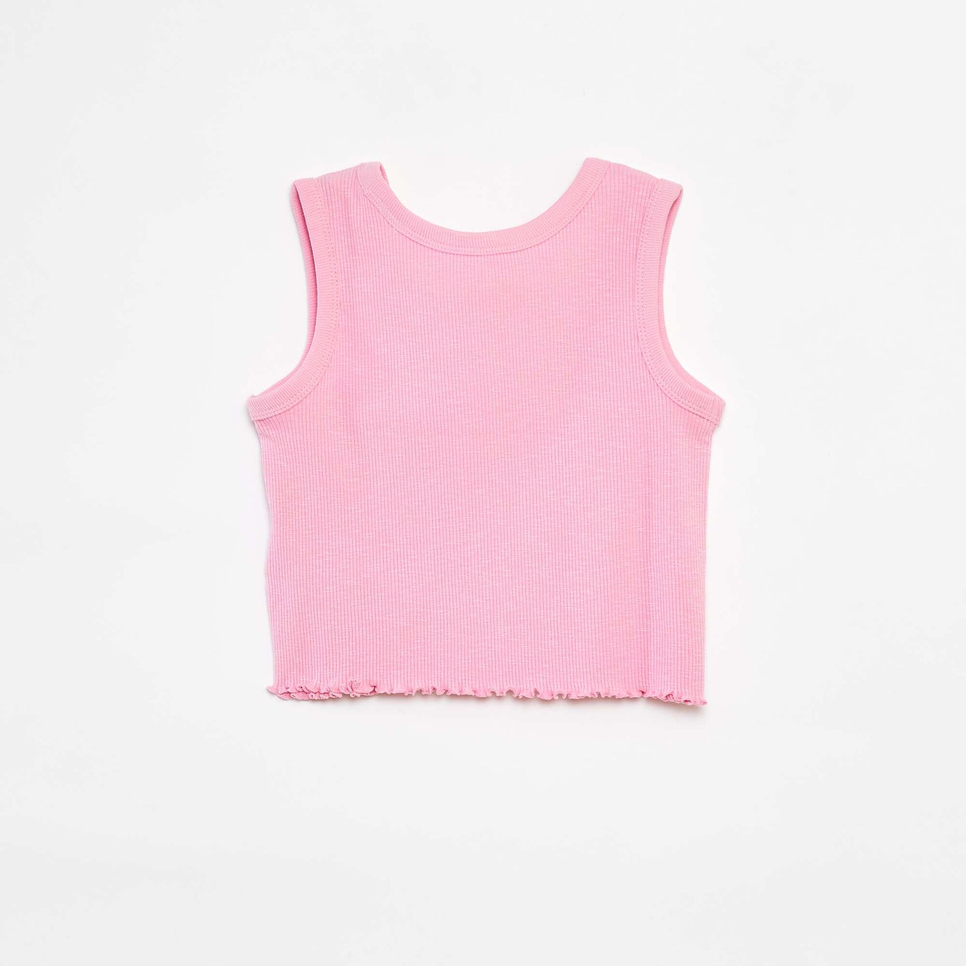 Débardeur côtelé brodé ROSE