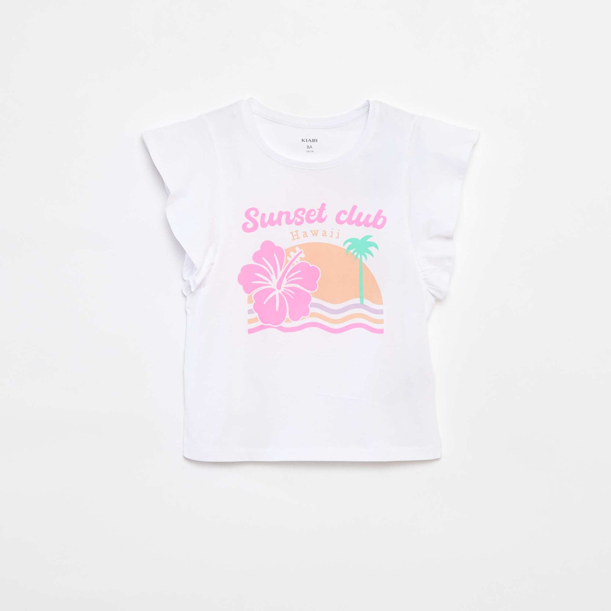 T-shirt en jersey à emmanchures volantées BLANC