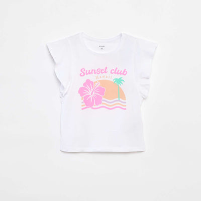 T-shirt en jersey à emmanchures volantées BLANC
