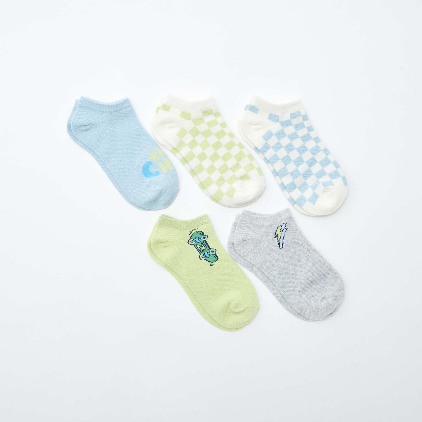 Lot de chaussettes invisibles imprimées VERT