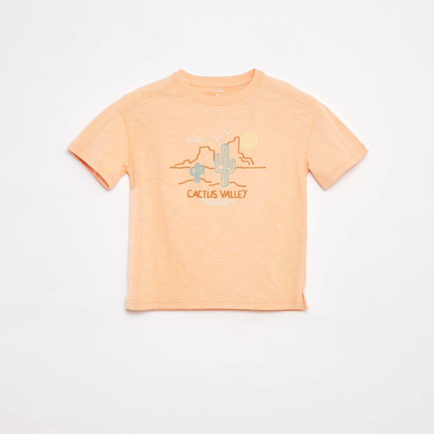 T-shirt avec découpes fantaisies et broderies ORANGE
