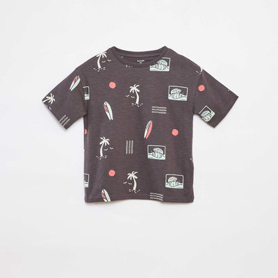 T-shirt à manches courtes avec imprimé NOIR