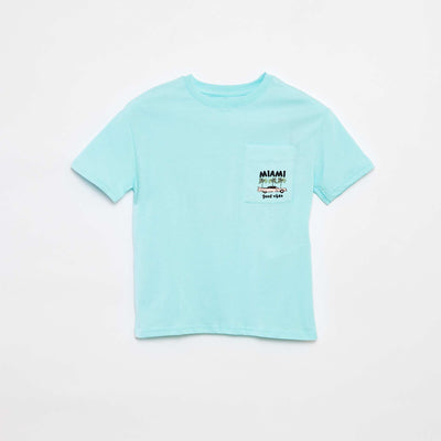 T-shirt loose avec poche poitrine BLEU