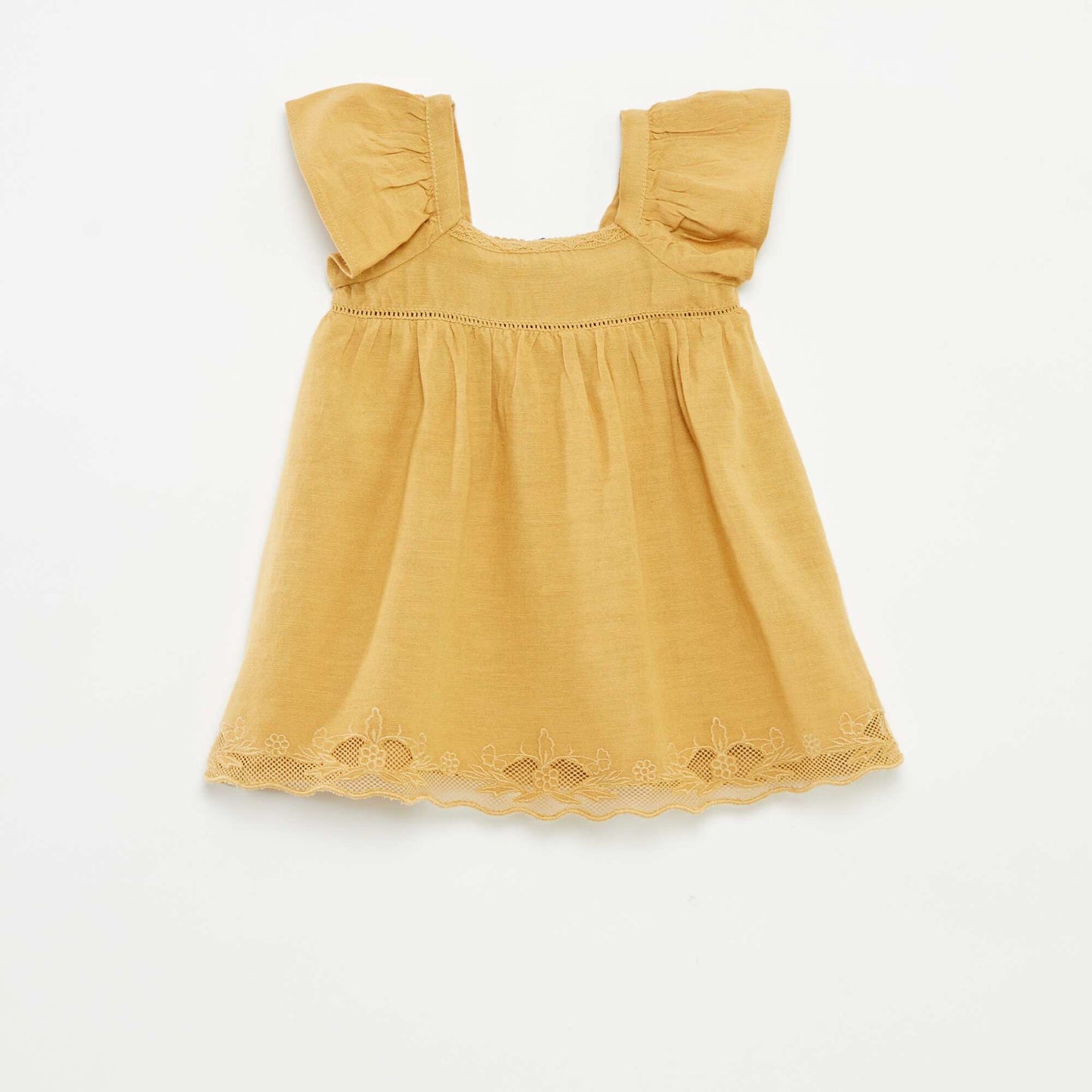Robe sans manches avec broderie BEIGE