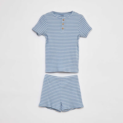 Ensemble pyjama court côtelé - 2 pièces BLEU