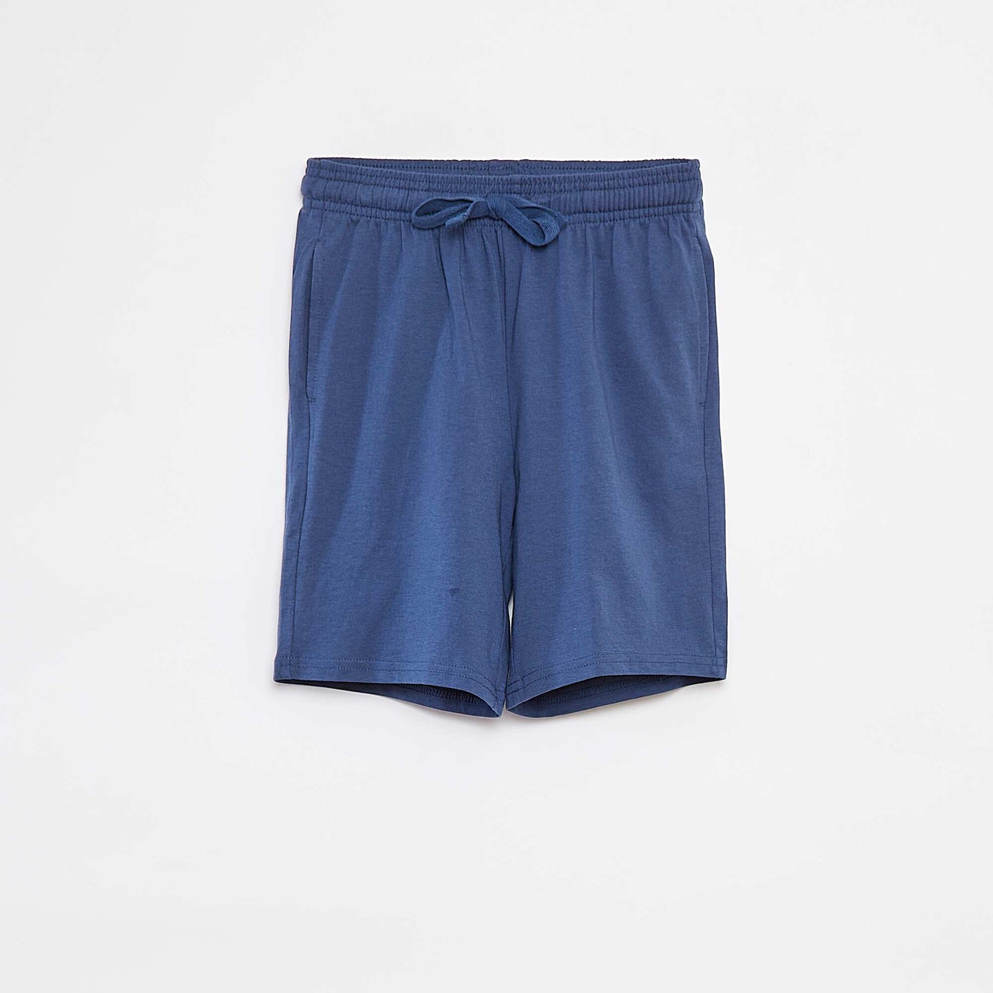 Short en molleton léger uni à 2 poches BLEU