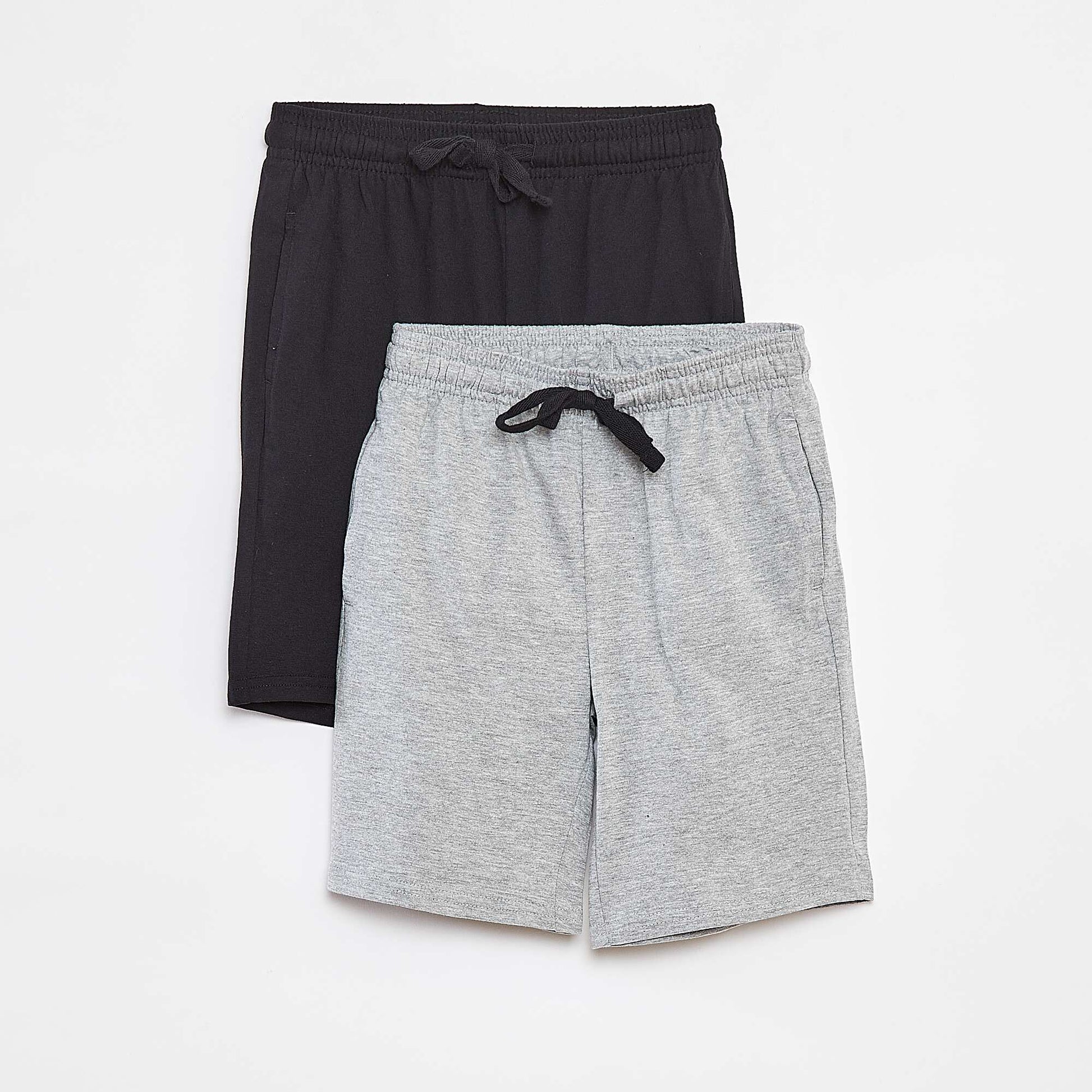 Short en molleton léger uni à 2 poches GRIS