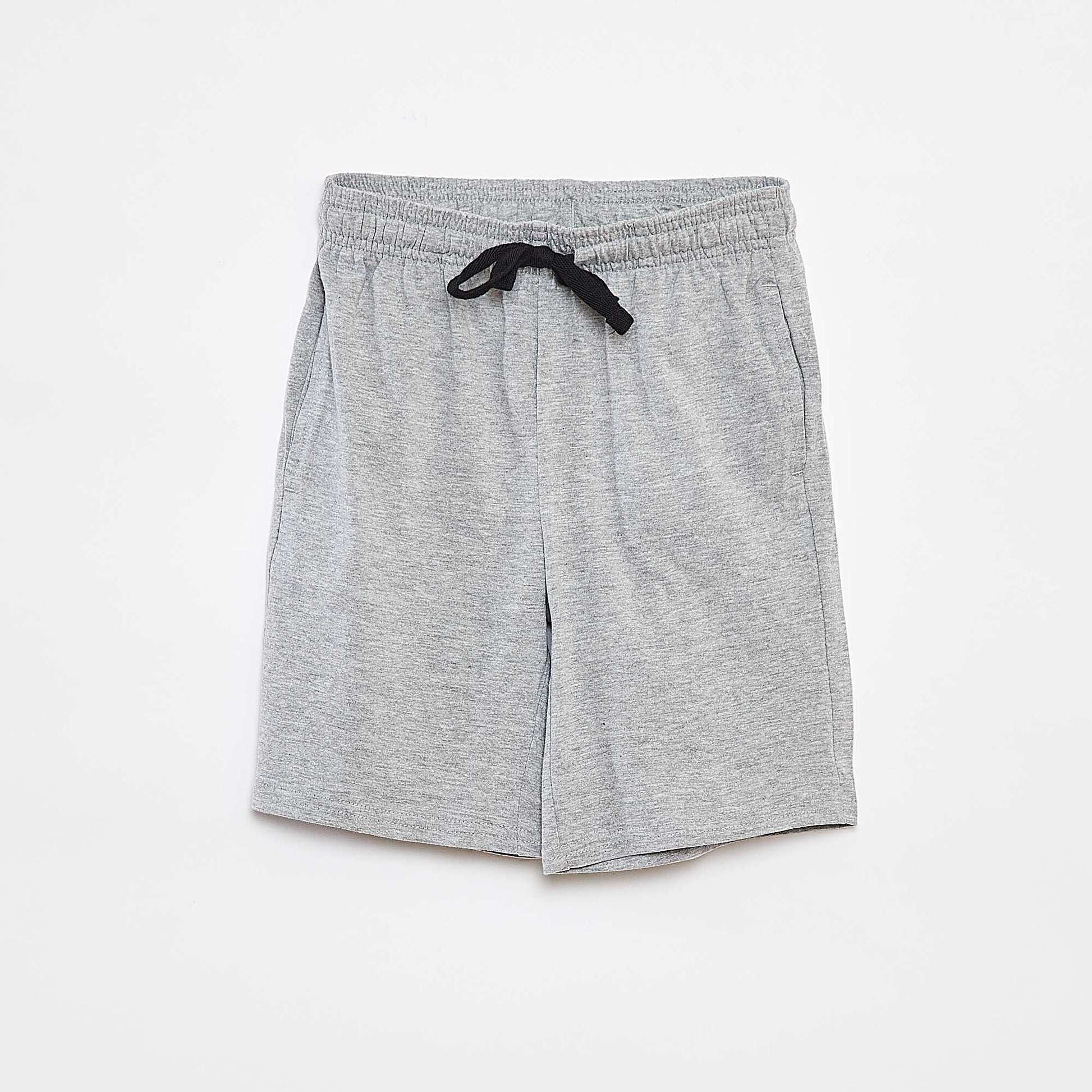 Short en molleton léger uni à 2 poches GRIS
