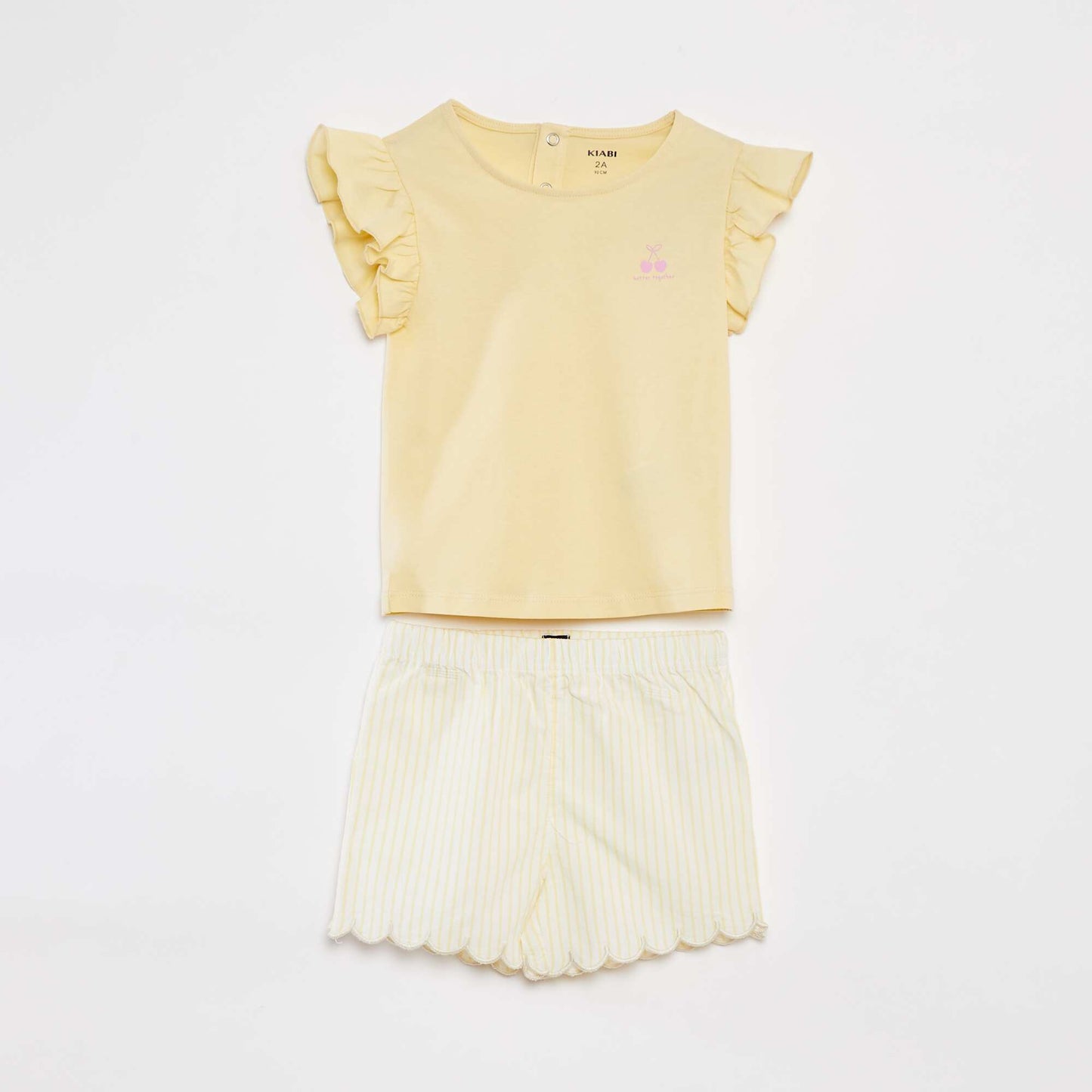 Pyjama court t-shirt + short à volants - 2 pièces JAUNE