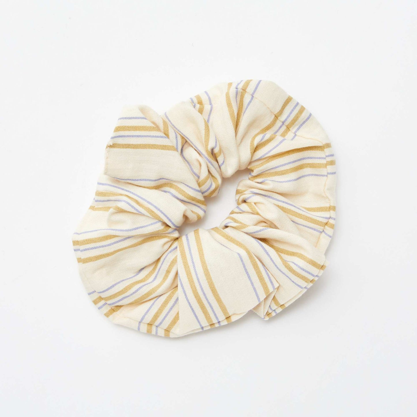 Chouchou en coton avec rayures JAUNE